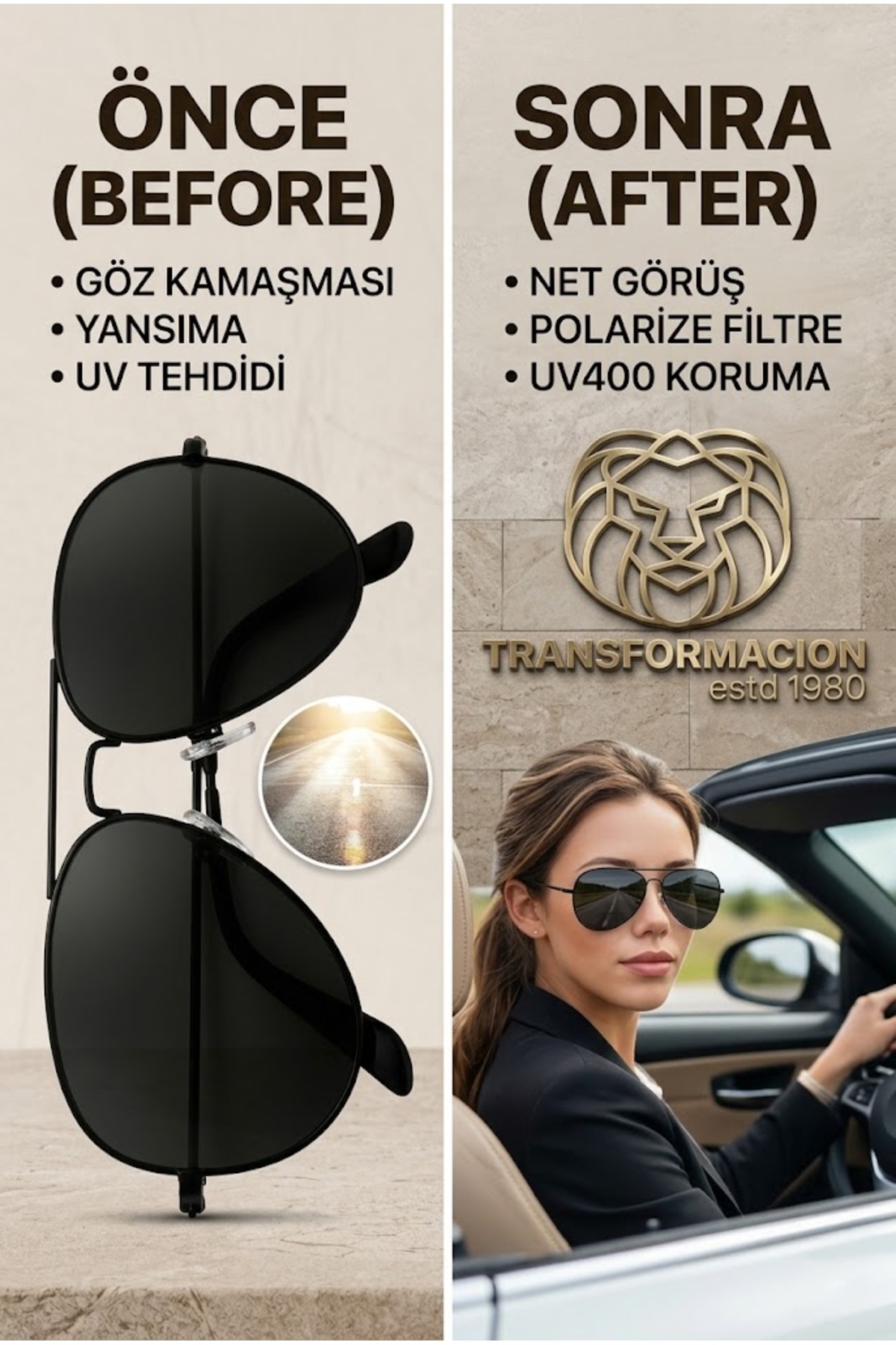 Transformacion Polarize Black Aviator Güneş Gözlüğü UV400 Korumalı Erkek Kadın Klasik Siyah Pilot Gözlük Ekartman 57mm 718306 görsel 2