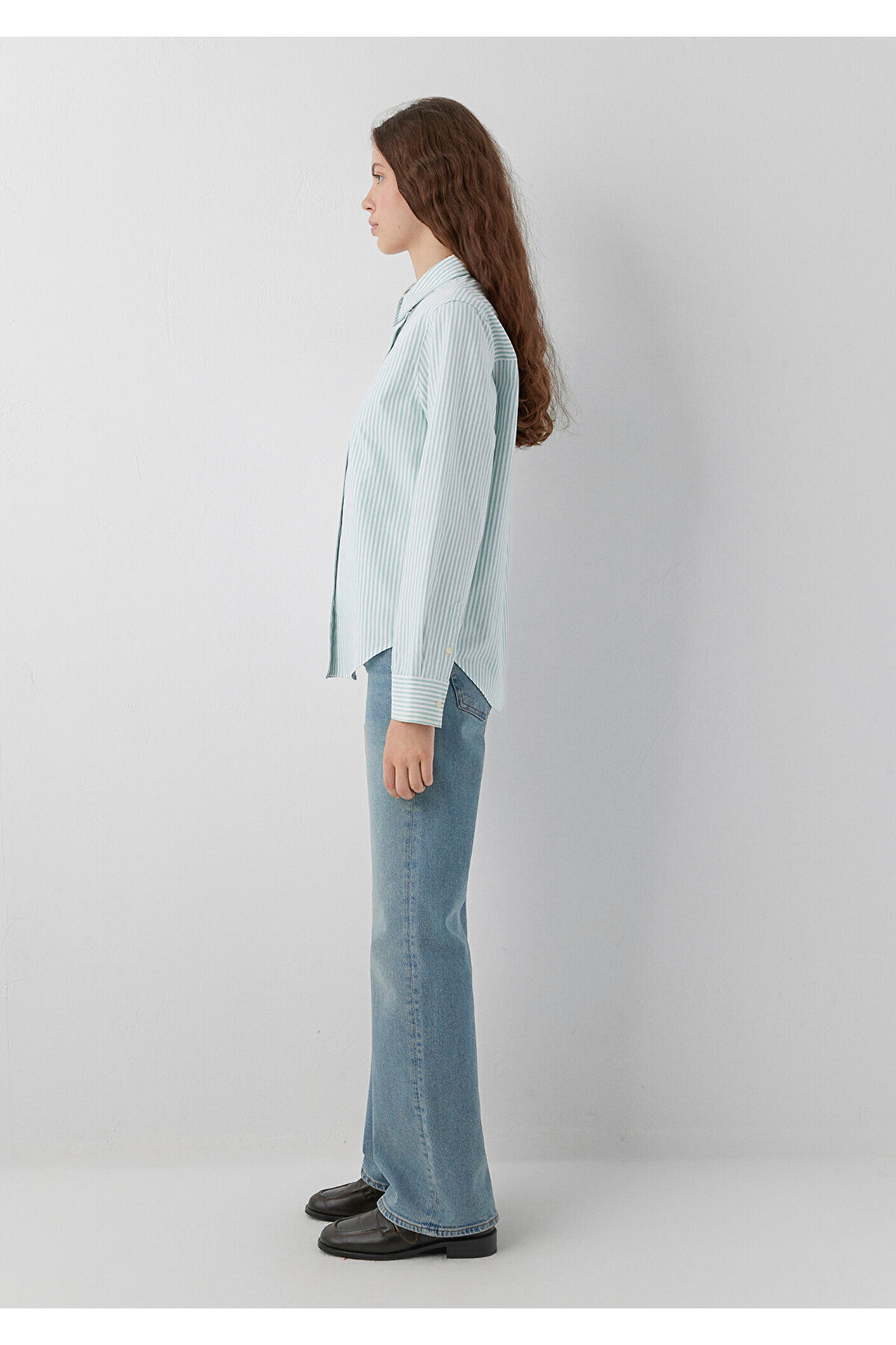 Çizgili Gömlek Regular Fit / Normal Kesim 1211584-91664 — آبی — تصویر 3 از 6