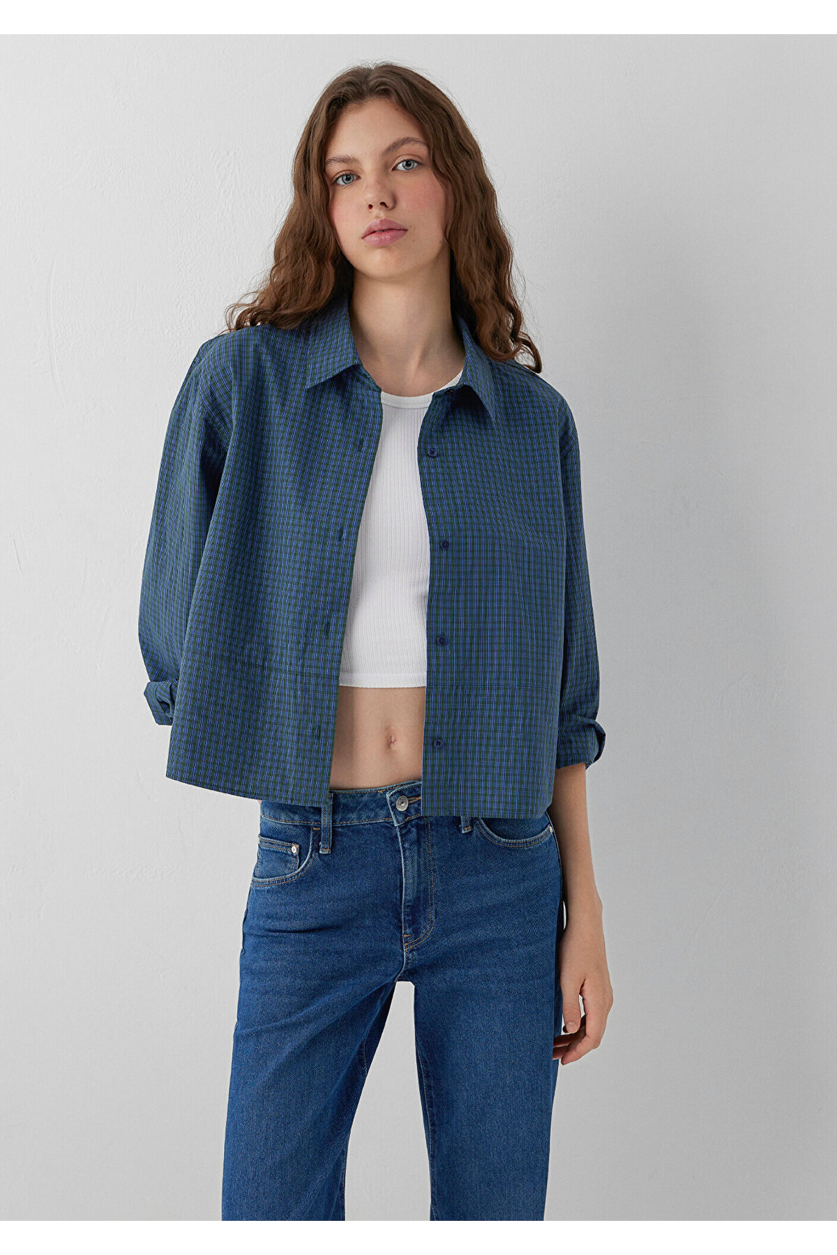 Kareli Gömlek Loose Fit / Bol Rahat Kesim 1211401-A6878 — خاکی — تصویر 2 از 7