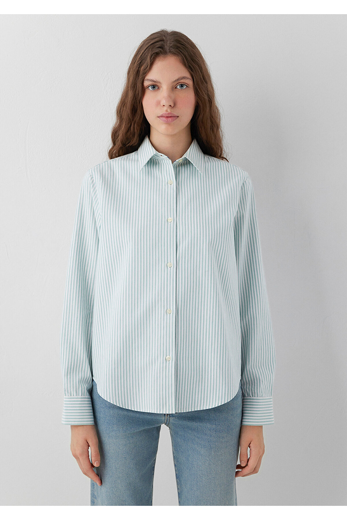Çizgili Gömlek Regular Fit / Normal Kesim 1211584-91664 — آبی — تصویر 2 از 6