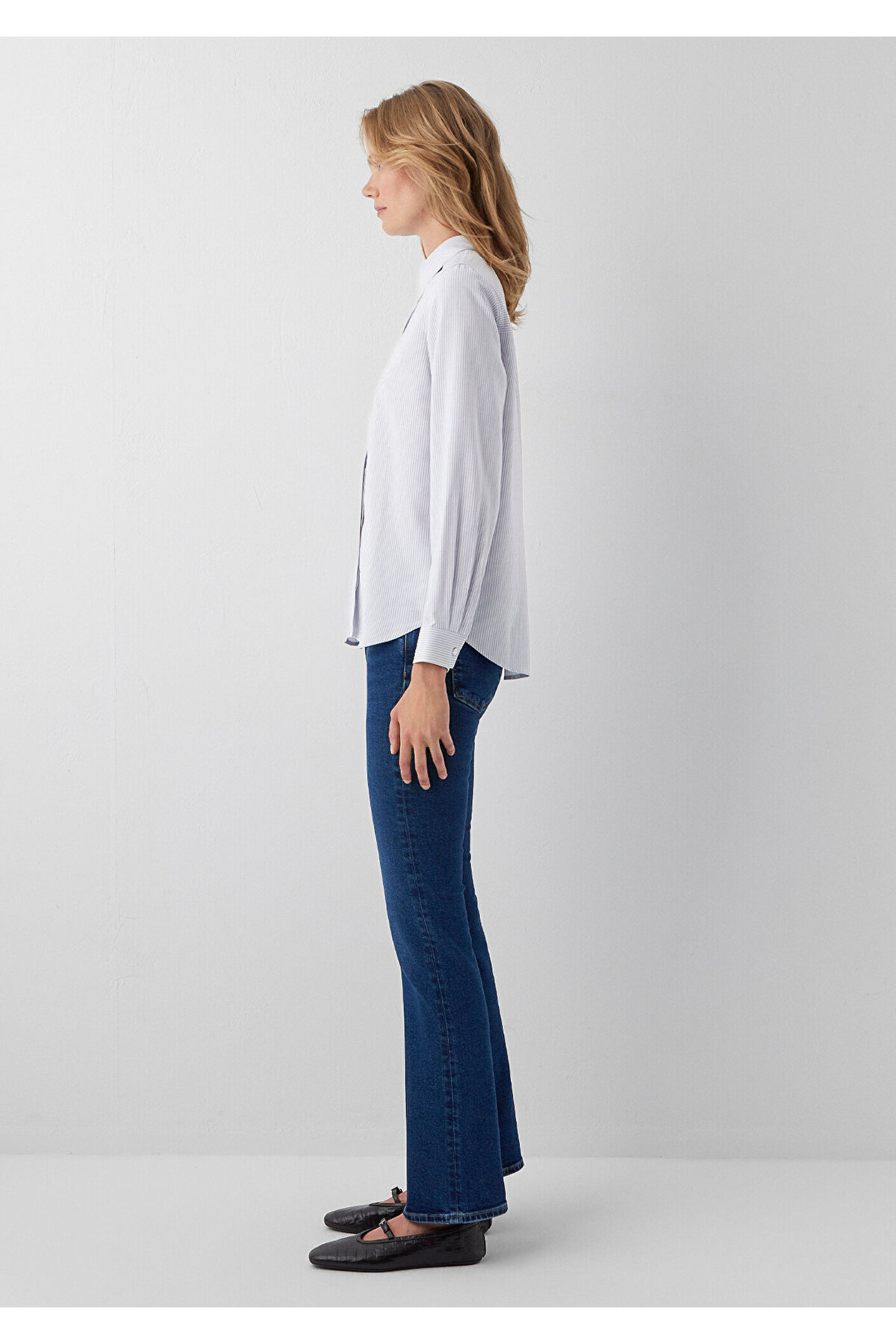 Çizgili Vizkoz Gömlek Regular Fit / Normal Kesim 1211621-86599 — آبی — تصویر 5 از 8
