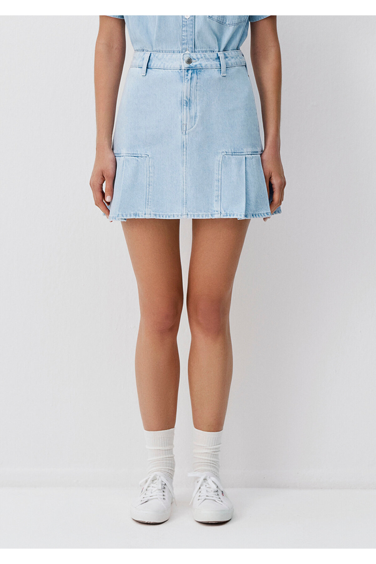 Elizha Shirt Açık Jean Gömlek Crop / Kısa Kesim 1211131-A6871 — آبی — تصویر 5 از 8