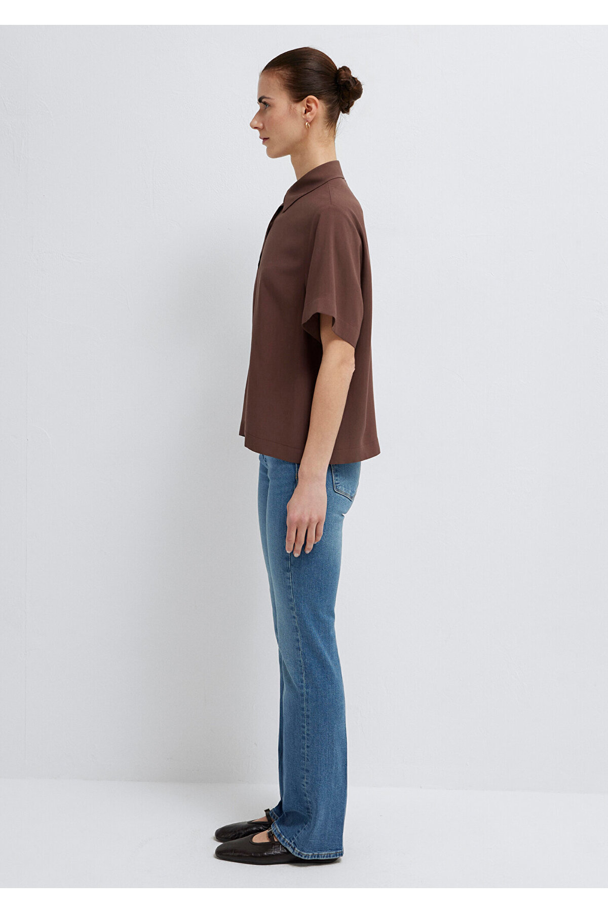 Kısa Kollu Kahverengi Gömlek Loose Fit / Bol Rahat Kesim 1211613-87537 — قهوه‌ای AST11028 — تصویر 4 از 7
