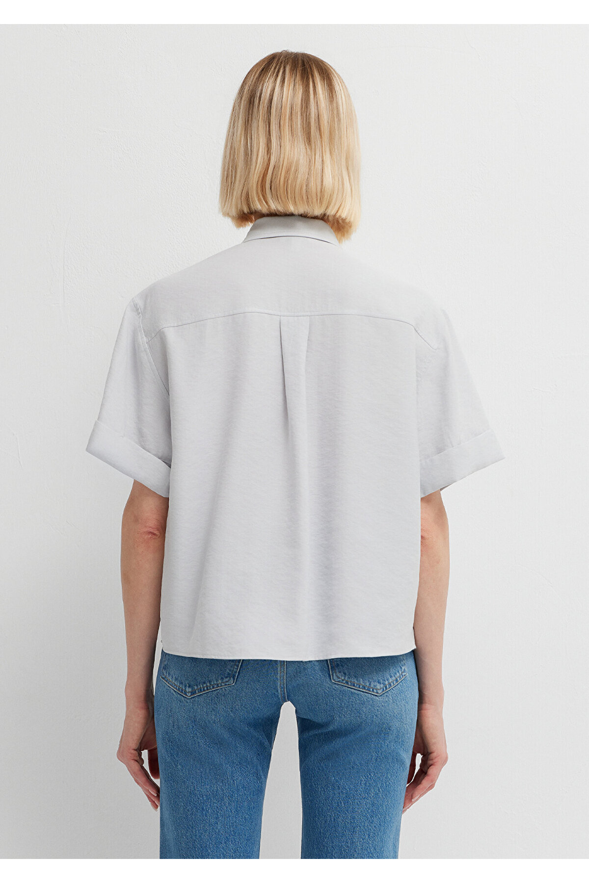 Modal (Tencel™) Karışımlı Açık Gömlek Oversize / Geniş Kesim 1211488-70802 — آبی — تصویر 5 از 7