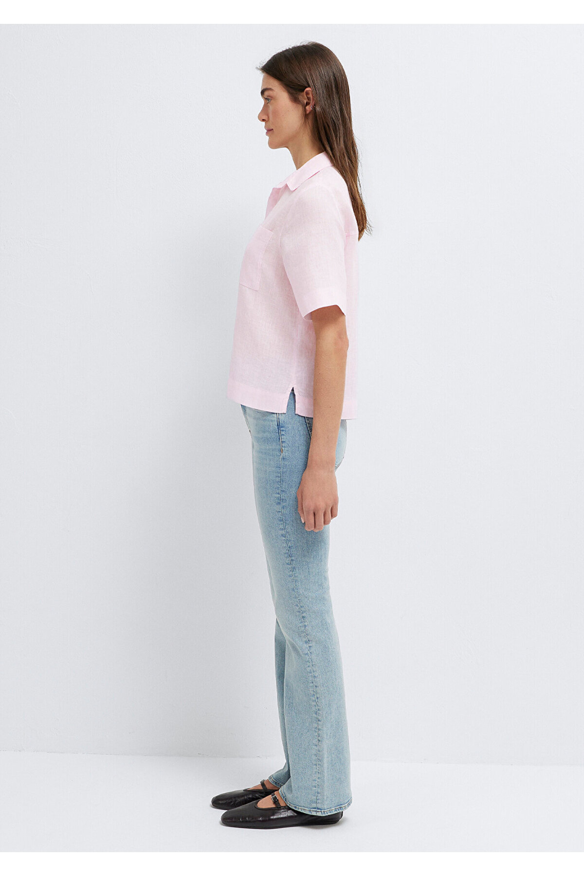 Cepli Pembe Keten Gömlek Slim Fit / Dar Kesim 1211466-90773 — صورتی — تصویر 5 از 8