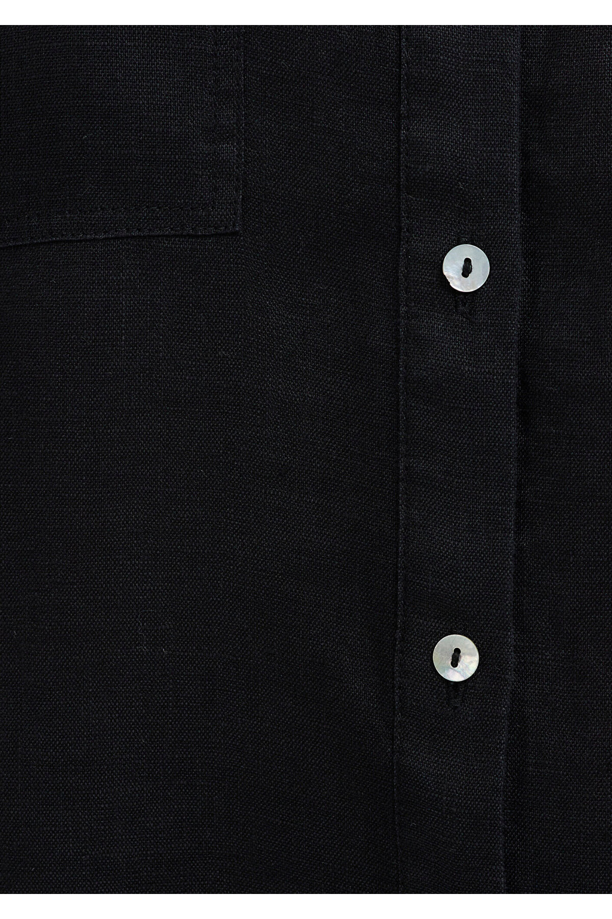 Cepli Siyah Keten Gömlek Slim Fit / Dar Kesim 1211466-900 — مشکی — تصویر 8 از 8