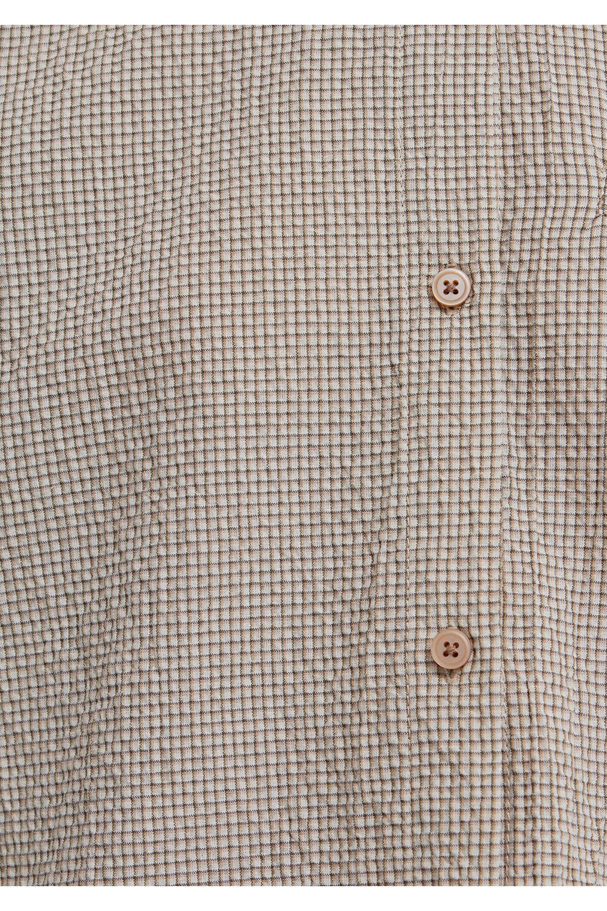 Kahverengi Ekose Crop Gömlek Loose Fit / Bol Rahat Kesim 1211388-83169 — قهوه‌ای — تصویر 8 از 8