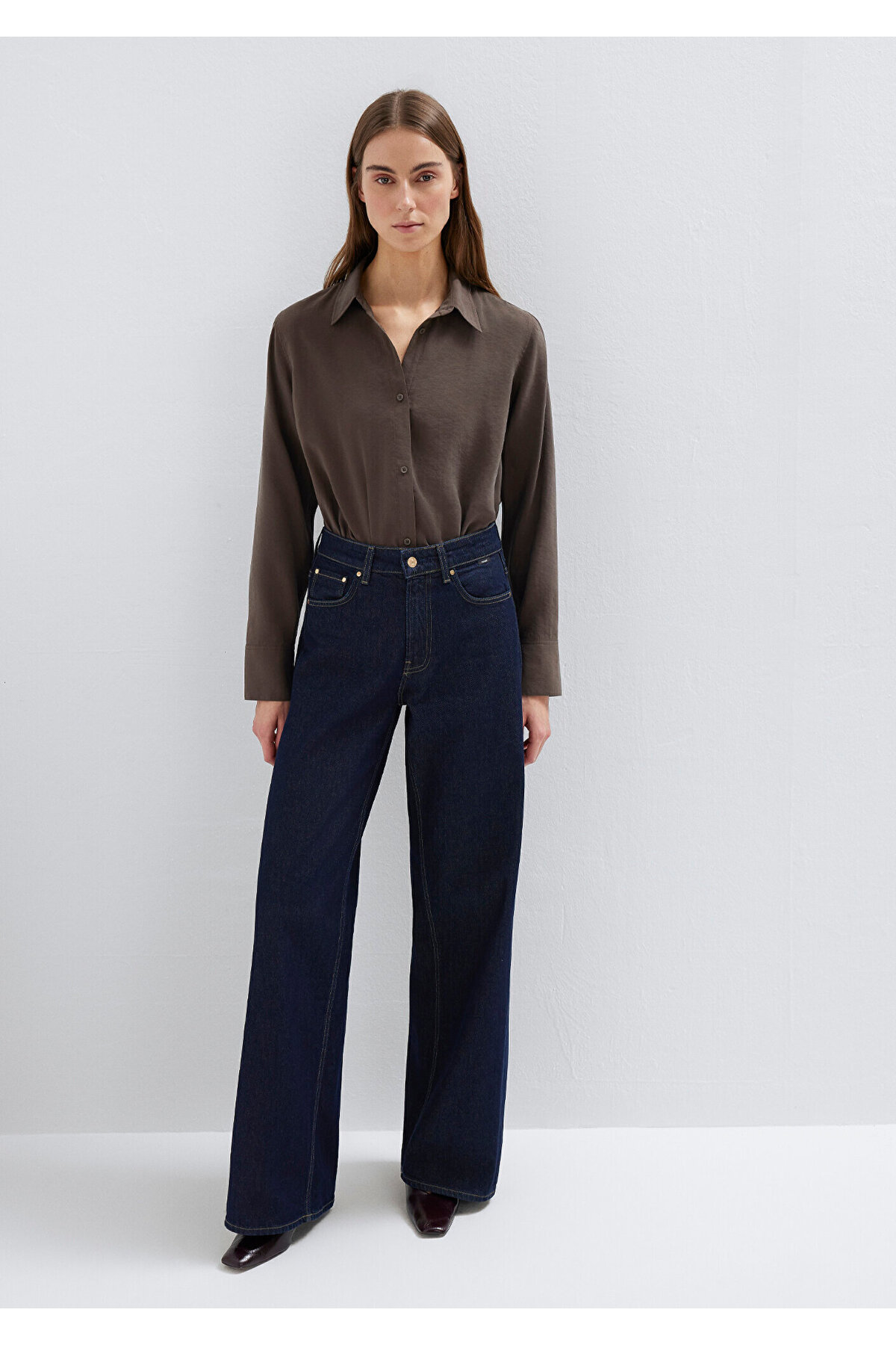 Kahverengi (TENCEL™) Liyosel Karışımlı Gömlek Regular Fit / Normal Kesim 1211374-70238 — قهوه‌ای — تصویر 3 از 8