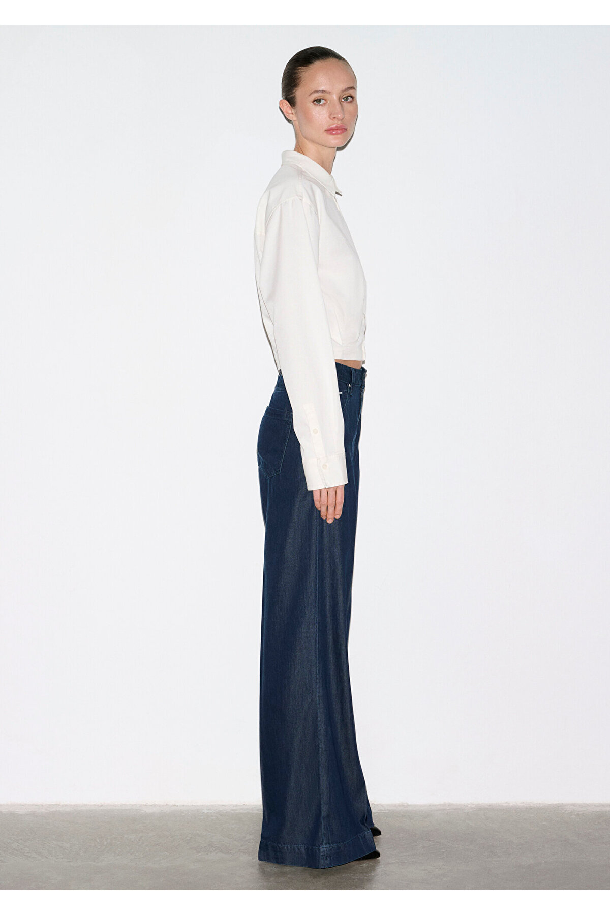 Ekru Crop Gömlek Loose Fit / Bol Rahat Kesim 1211430-70057 — اکرو — تصویر 5 از 5