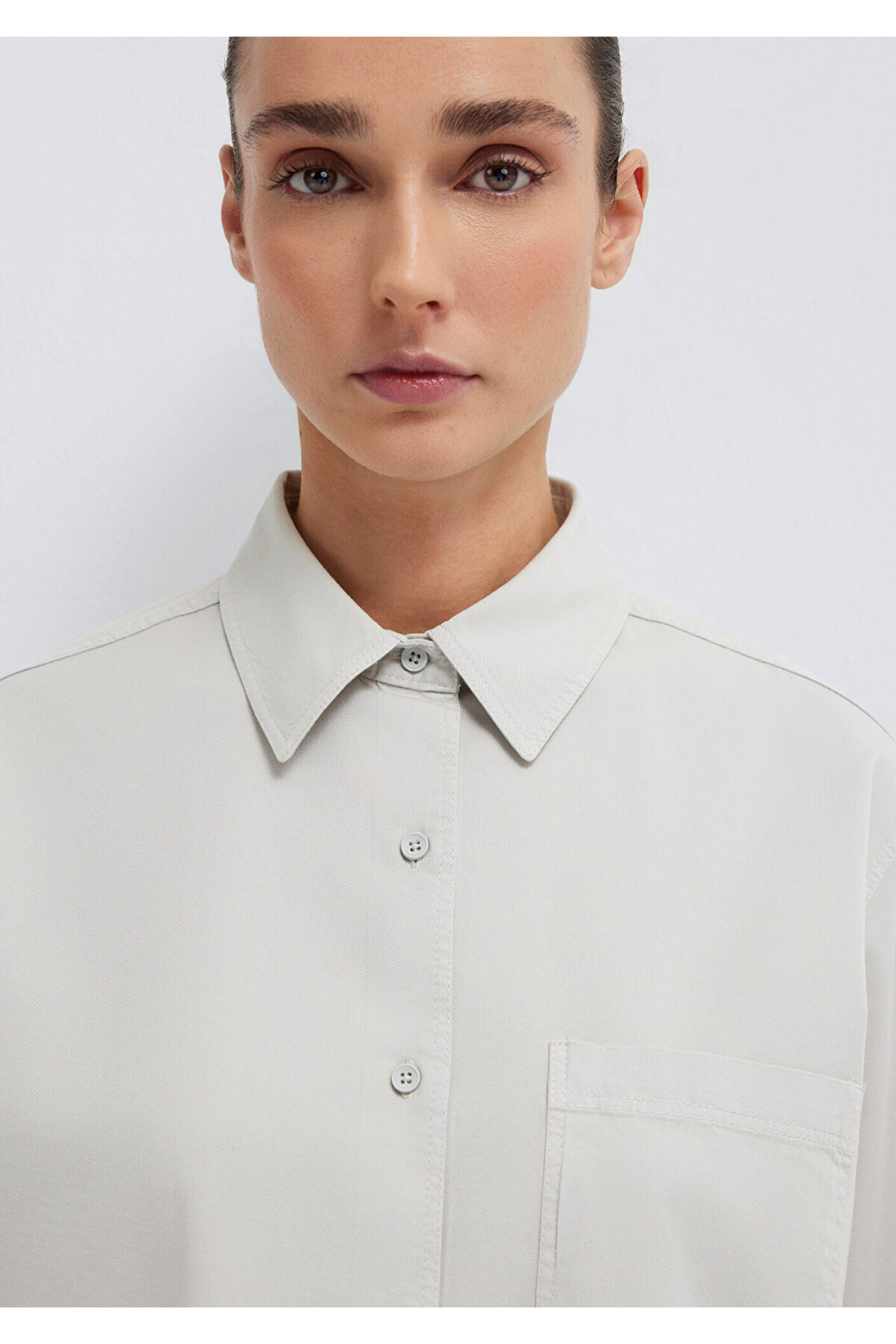 Cepli Gri Gömlek Loose Fit / Bol Rahat Kesim 1211385-80618 — خاکستری — تصویر 6 از 7