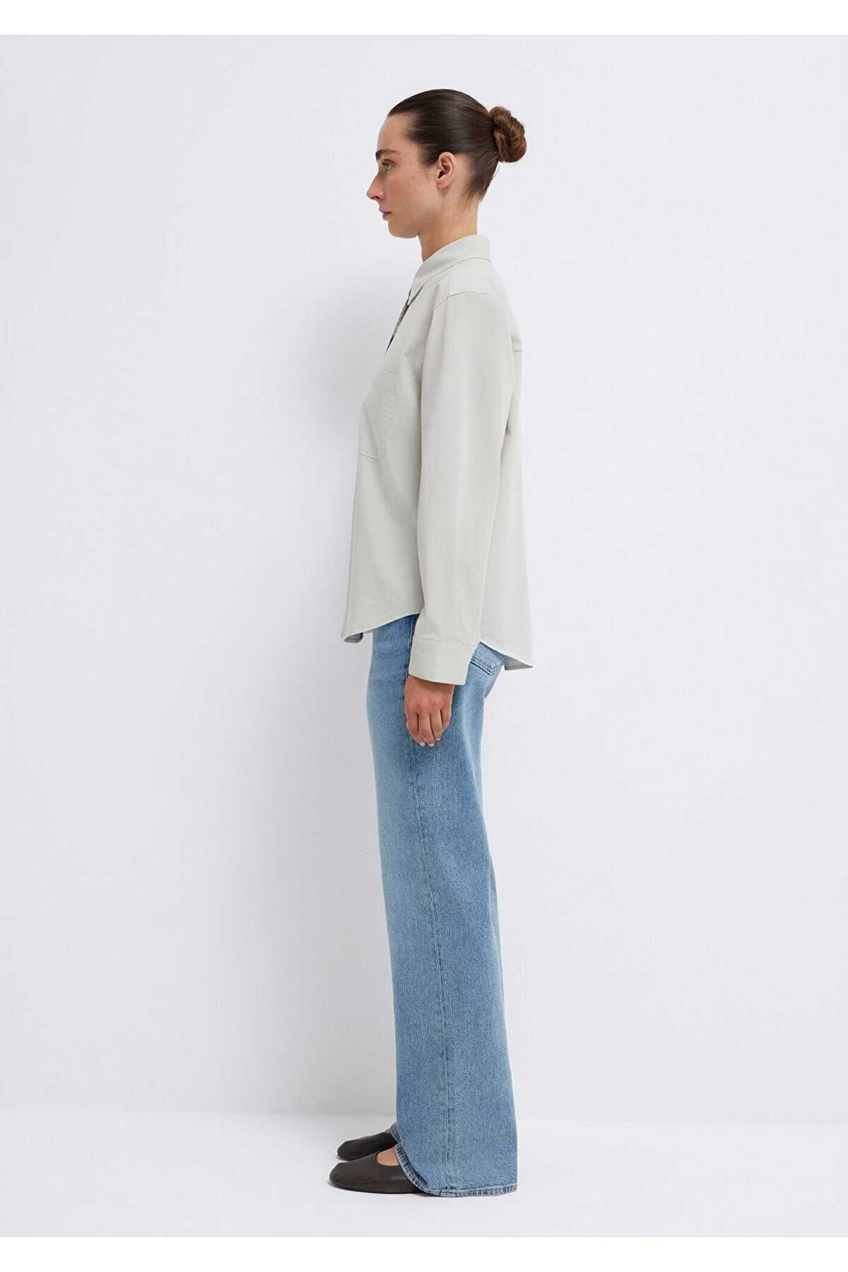 Cepli Gri Gömlek Loose Fit / Bol Rahat Kesim 1211385-80618 — خاکستری — تصویر 4 از 7