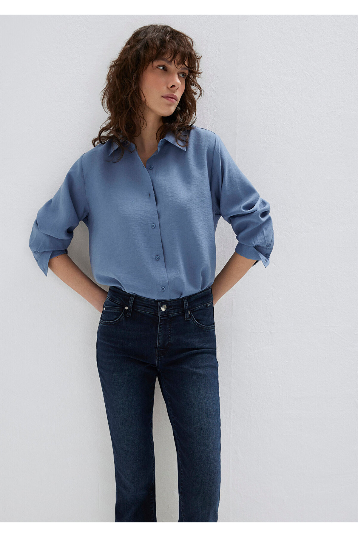 Mavi Soft-Premium (TENCEL™) Liyosel Karışımlı Gömlek Loose Fit / Bol Rahat Kesim 1211373-70728 — آبی