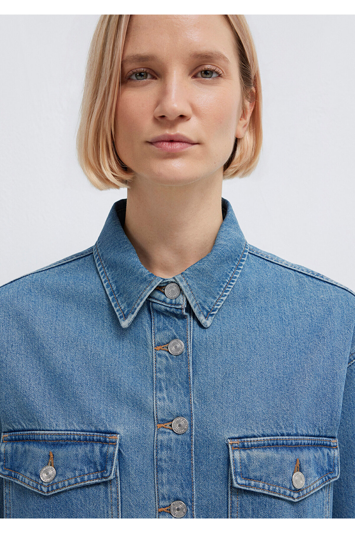 Bekka Classic Denim Indigo Mavisi Jean Gömlek Boyfriend 1211000-89250 — آبی — تصویر 7 از 8