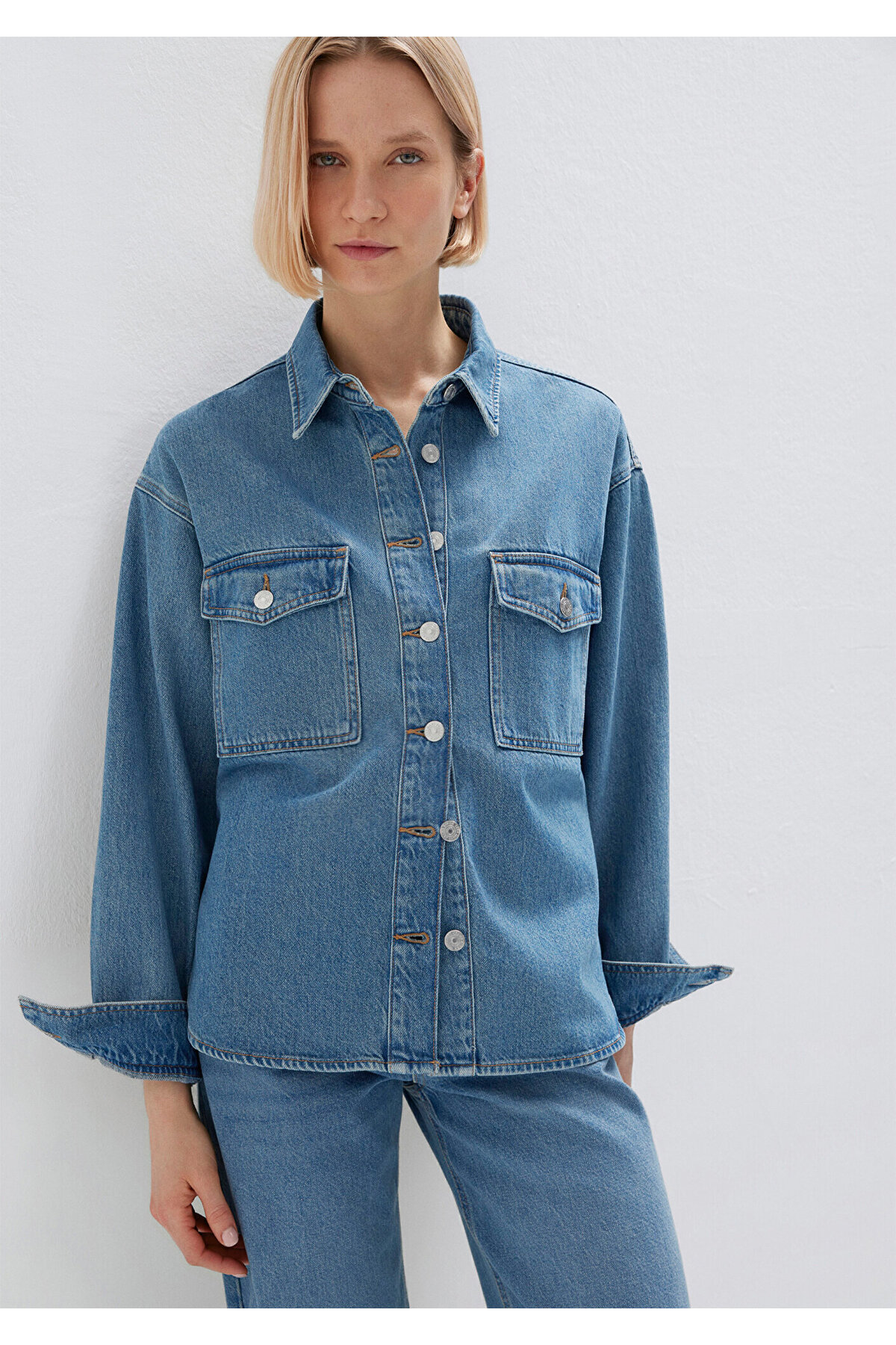 Bekka Classic Denim Indigo Mavisi Jean Gömlek Boyfriend 1211000-89250 — آبی — تصویر 3 از 8