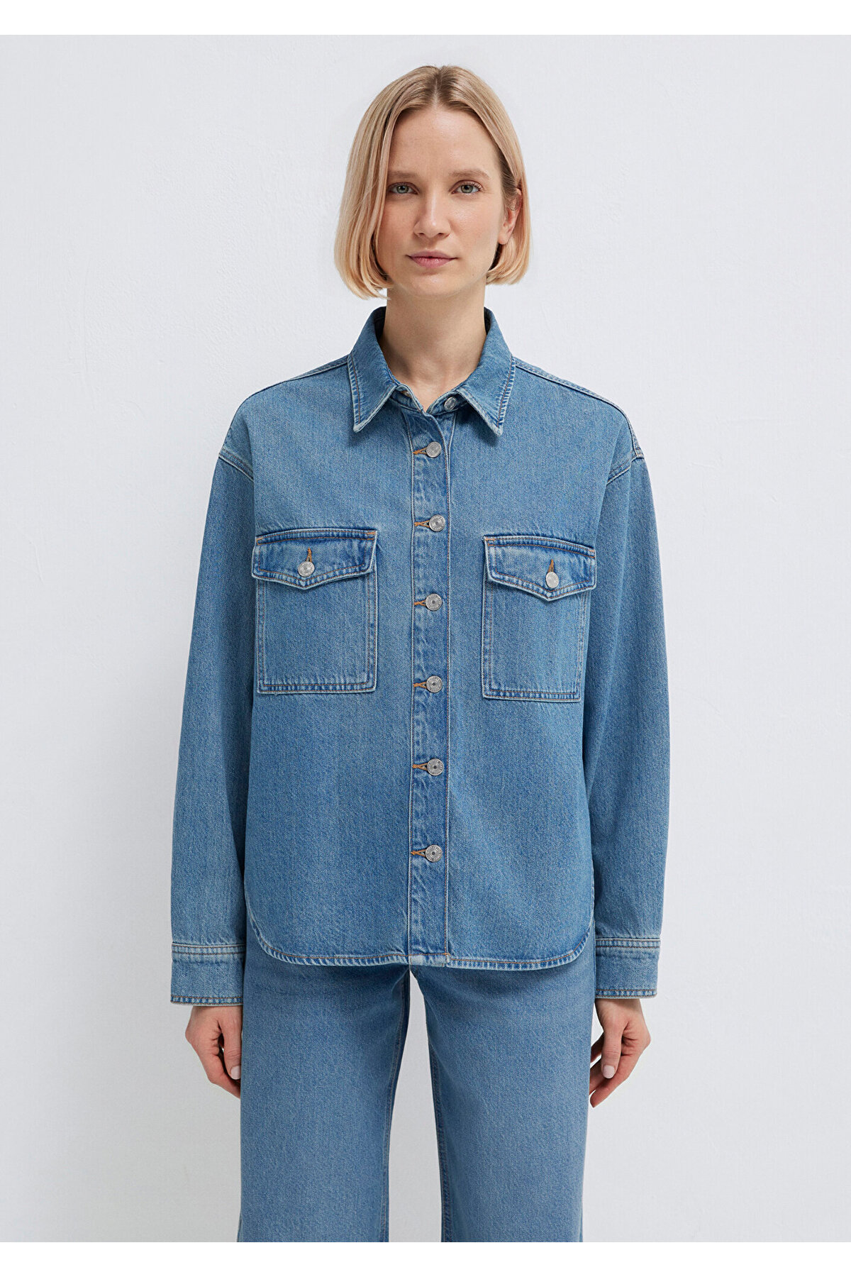 Bekka Classic Denim Indigo Mavisi Jean Gömlek Boyfriend 1211000-89250 — آبی — تصویر 4 از 8