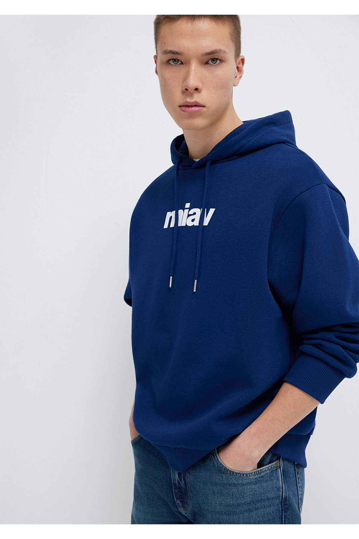Mavi Miav Baskılı Kapüşonlu Sweatshirt 0S10001-70722 görsel 3