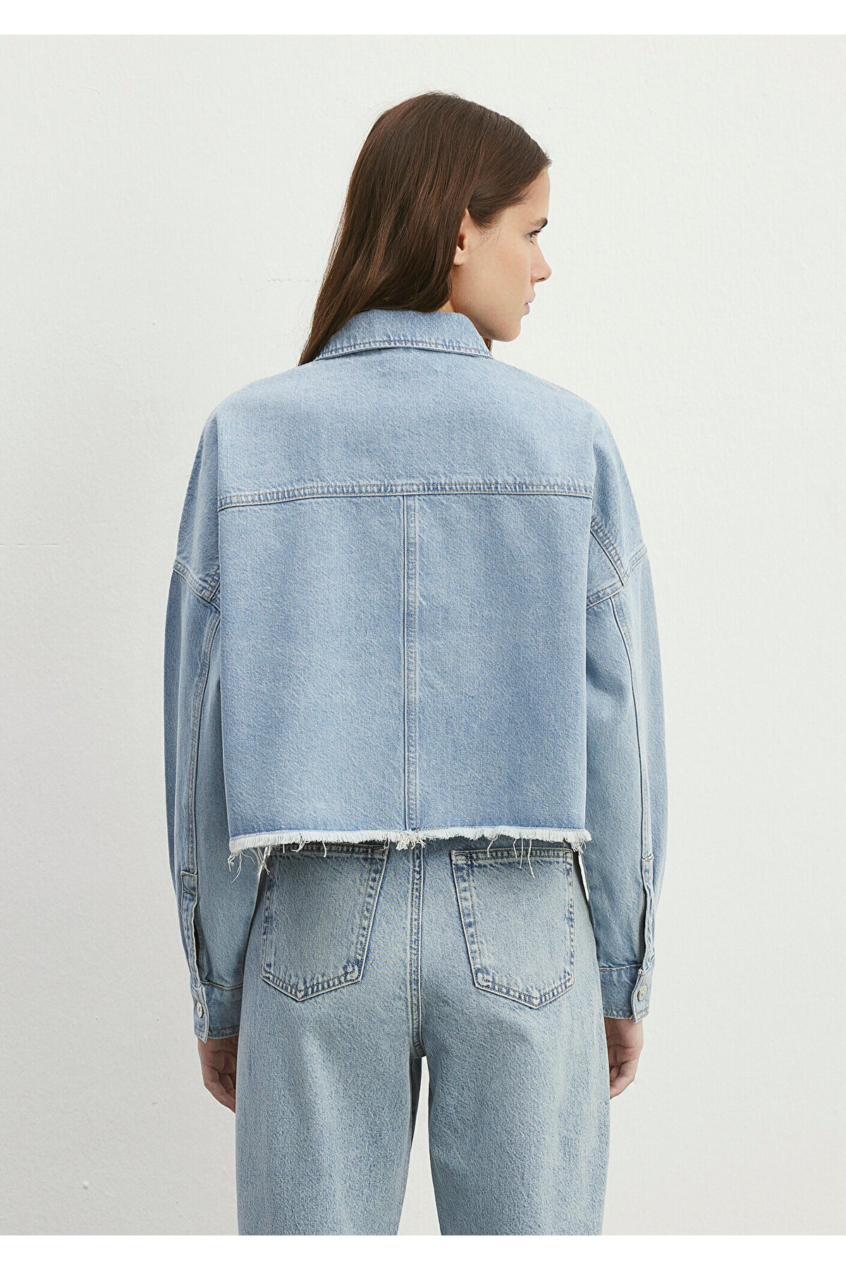 90lar Açık Jean Gömlek Crop / Kısa Kesim 1210244-86442 — آبی — تصویر 3 از 5