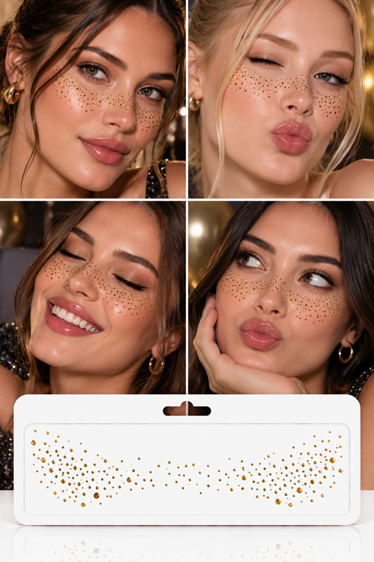 Yüz Çili Çil Parıltısı Party Işıltısı Geçici Dövme Tattoo Glitter Gold Sticker — زرد Sblon-RS459-1 — تصویر 2 از 3