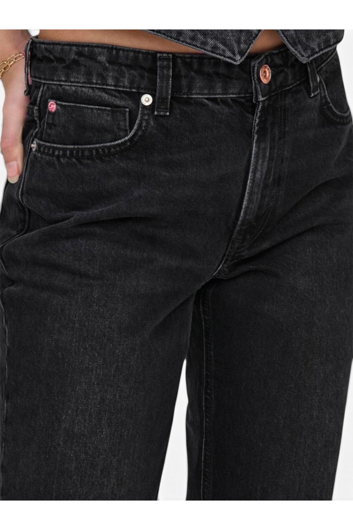 ONLY ONLJACI MW STRAIGHT BL DNM CRO Kadın Siyah Jean - 15301779 görsel 3