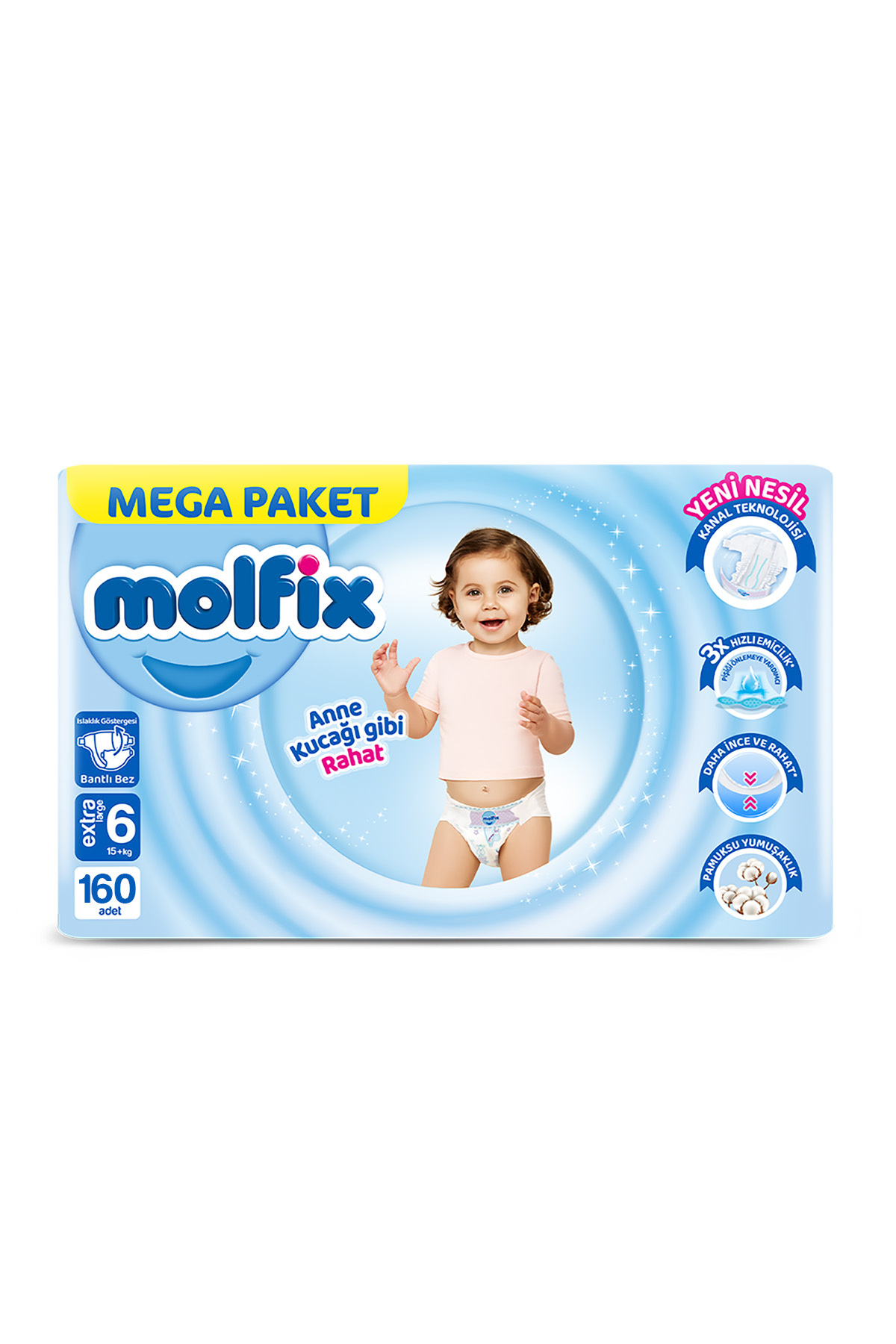 Molfix Kanal Teknolojisi Mega Paket 6 Beden Extra Large 160 Adet