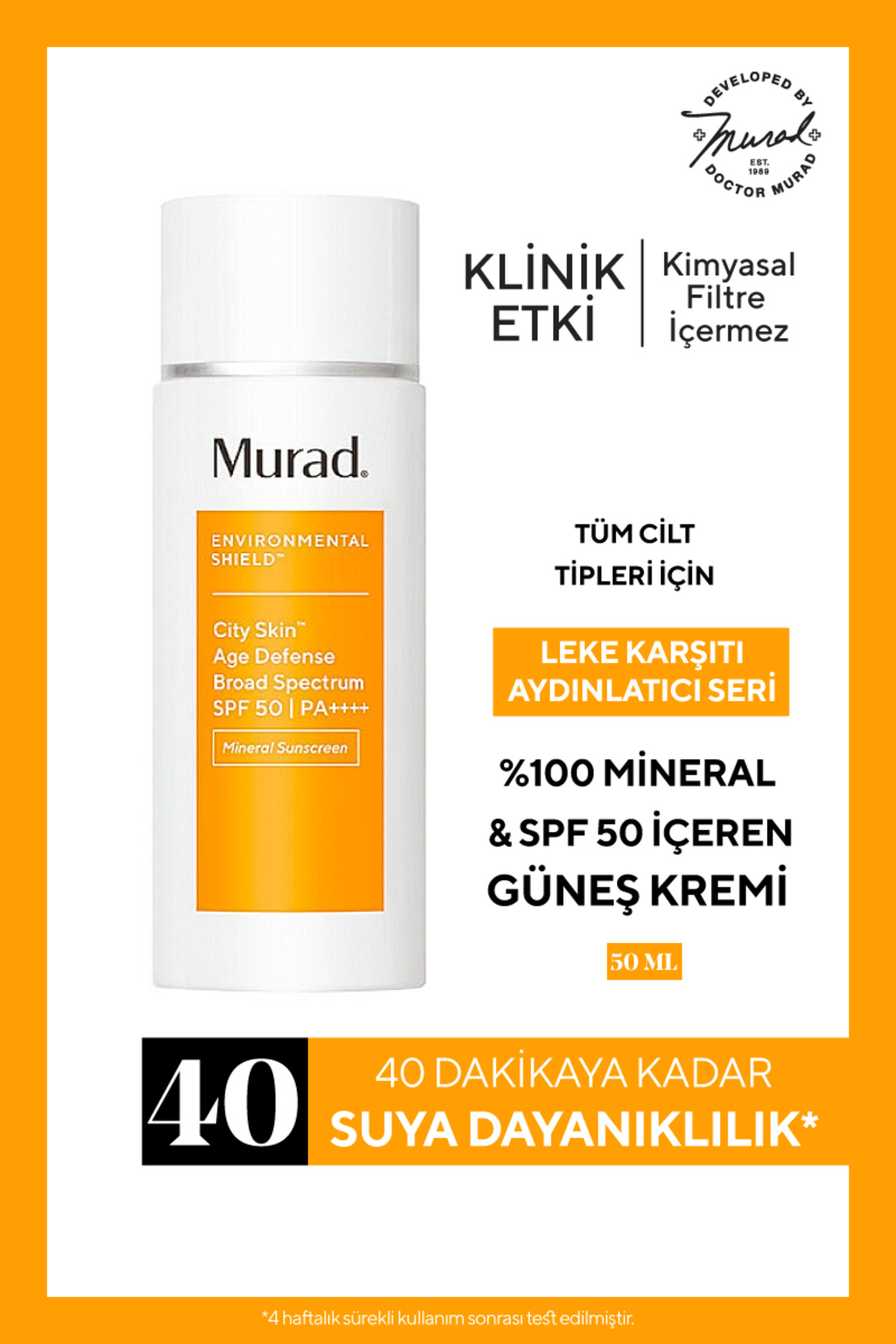 Murad Güneş Koruyucu - Environmental Shield City Skin Age Defense SPF 50 PA++++ Mineral Filtreli 50 ml — 767332807935