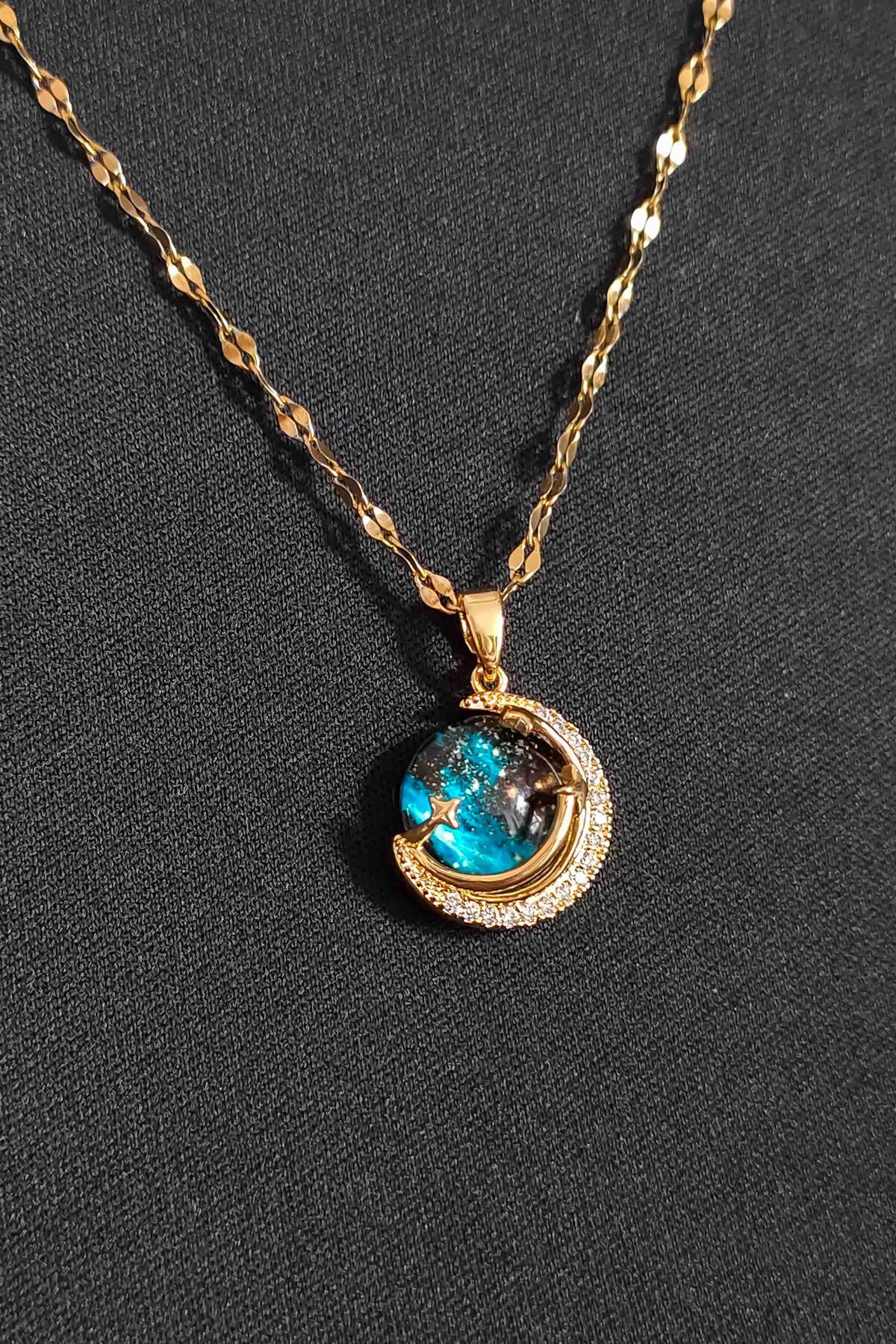 TREND COLLECTİON Kadın Paslanmaz Çelik Gold Zincir Yıldız Gökyüzü Kolye görsel 2