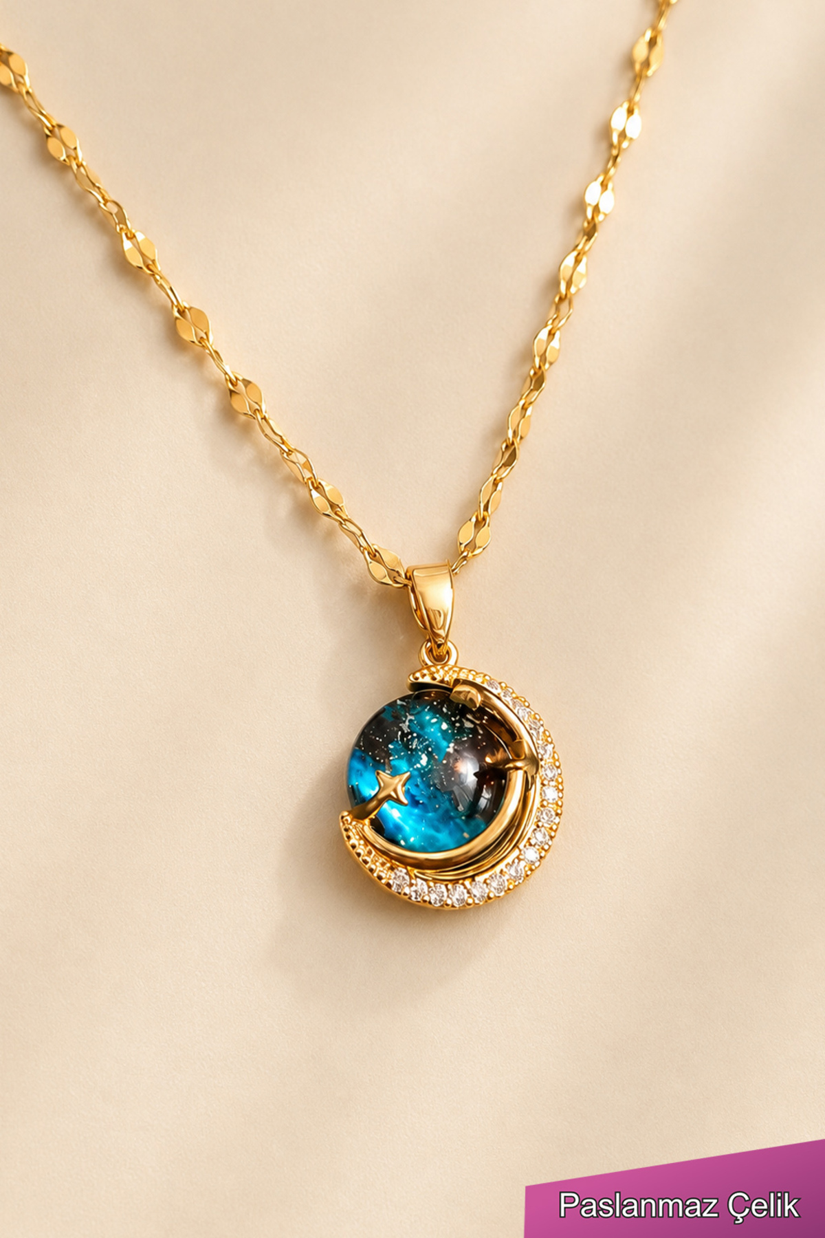 TREND COLLECTİON Kadın Paslanmaz Çelik Gold Zincir Yıldız Gökyüzü Kolye