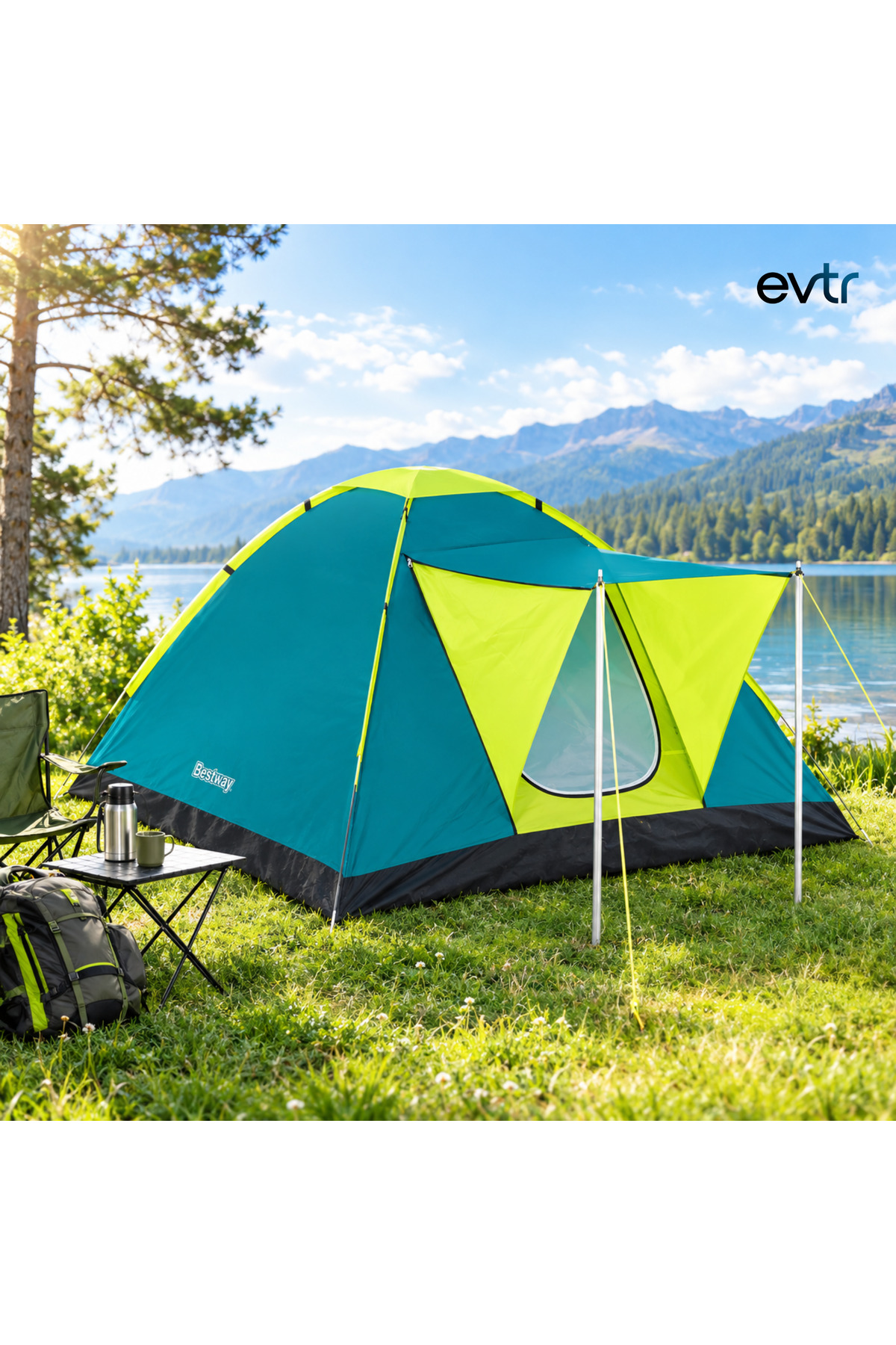 EVİMİST 3 Kişilik Kamp Çadırı 210x210x210 cm Su Geçirmez Taşıma Çantalı Kolay Kurulum Outdoor Kamp Piknik Festival Çadırı