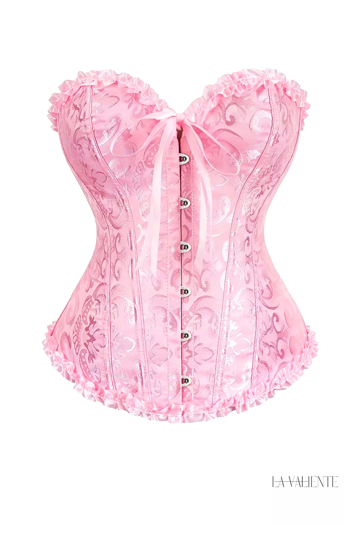 LA VALİENTE Aurelia Pembe Kadın Çiçek Desenli Korse Büstiyer Floral Crop Top