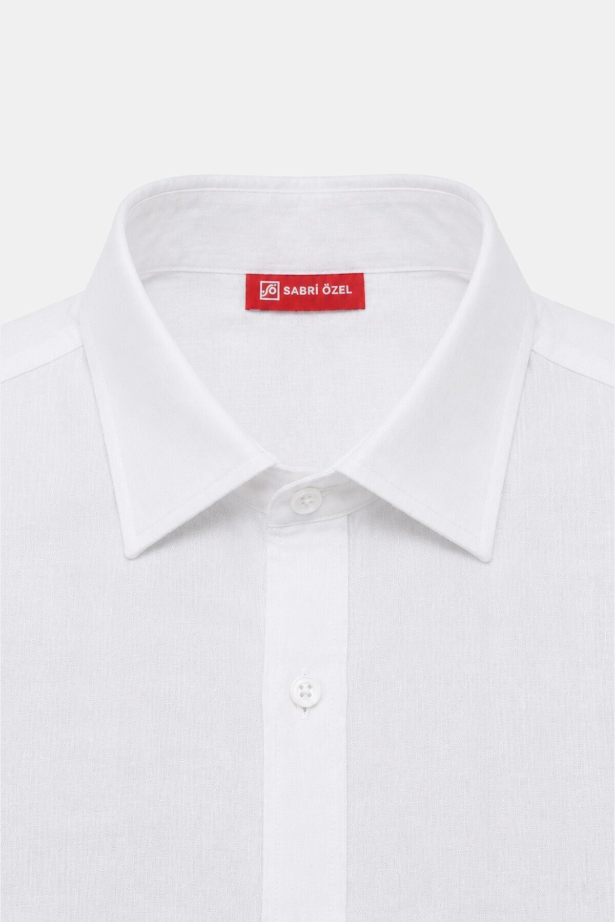 Sabri Özel Erkek Beyaz Normal Kesim Regular Fit %100 Pamuk Klasik Yaka Muslin Gömlek görsel 5