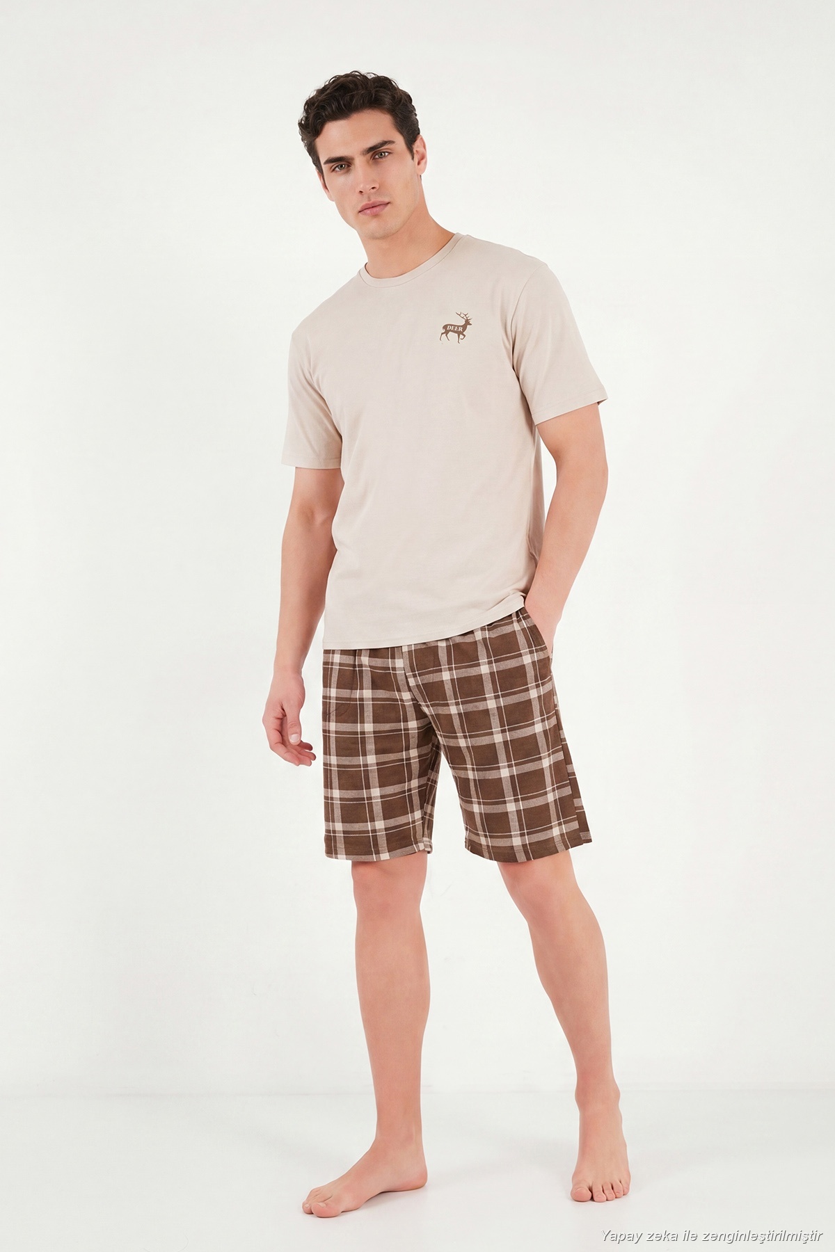 Buratti Kareli Pamuklu Regular Fit Şortlu Pijama Takımı Erkek PİJAMA TAKIMI 6572022 görsel 2