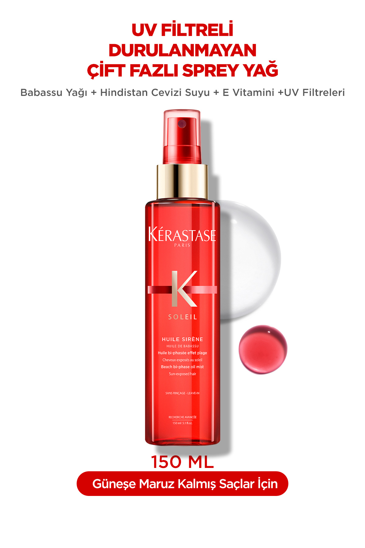 Soleil Huile Sirene Bukle Belirginleştirici Durulanmayan Çift Fazlı Sprey Yağ 150 ml — 3474636695324 — تصویر 2 از 8