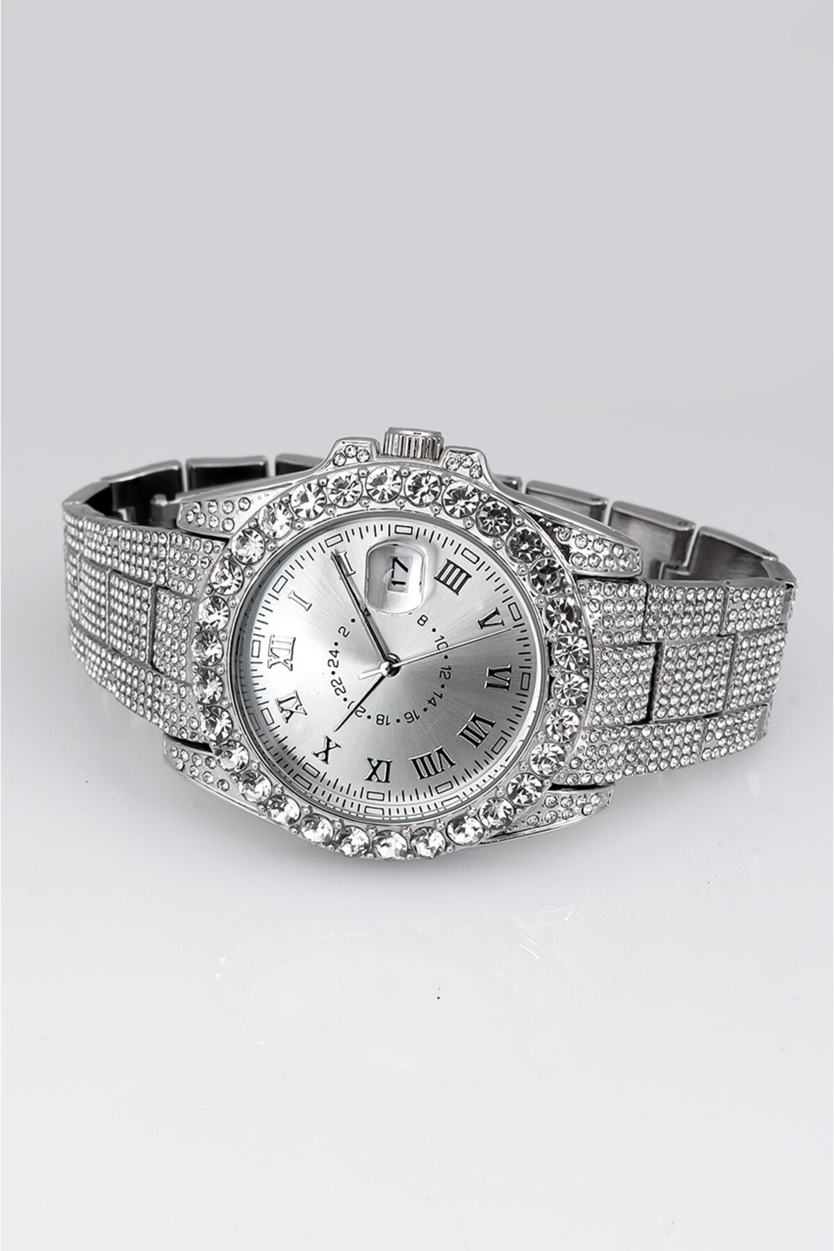 ÇENÇEN Unısex Yüksek Kalite Full Taşlı Patek Çelik Kordon Saat görsel 2