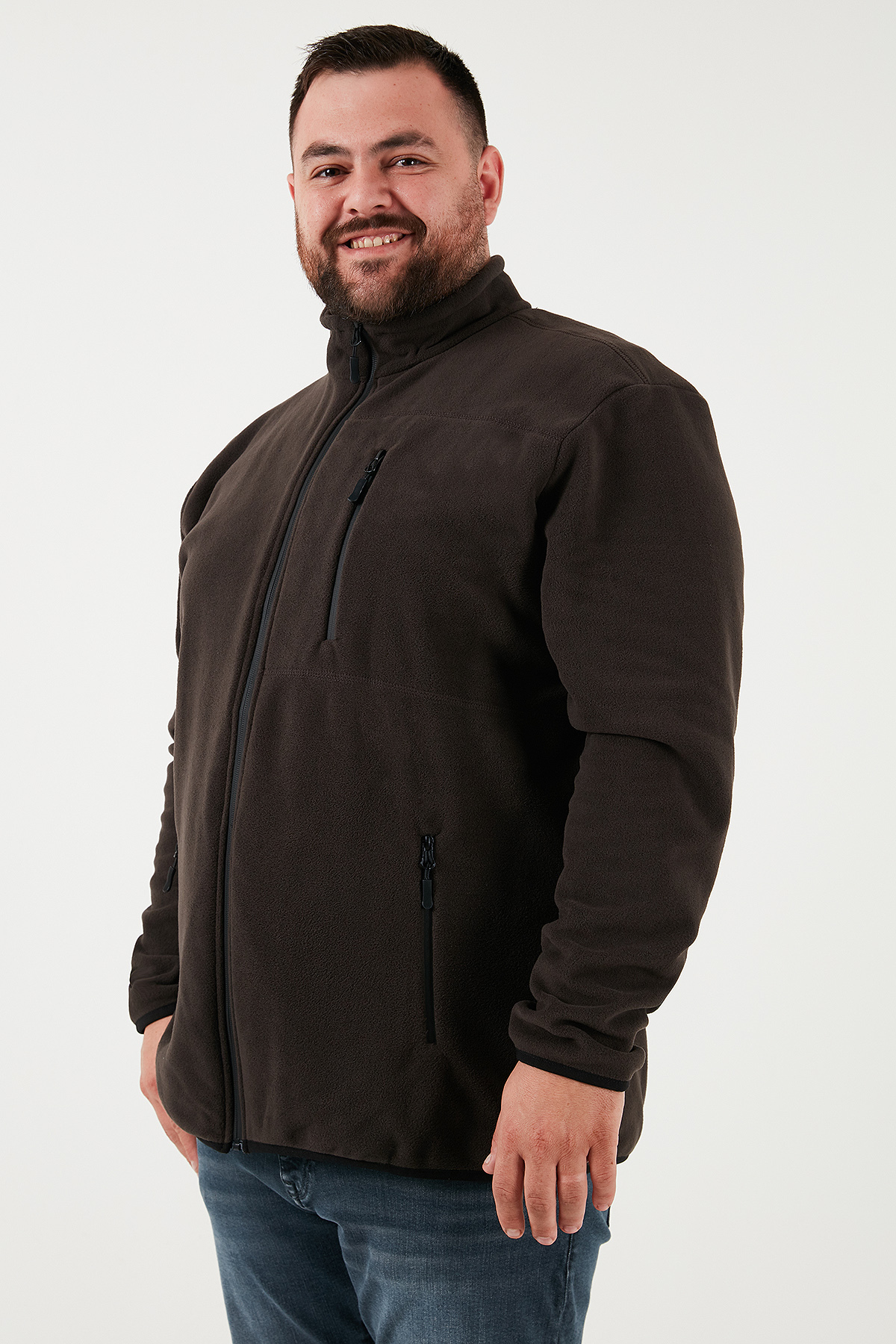 Buratti Regular Fit Dik Yaka Fermuarlı Büyük Beden Polar Hırka Erkek HIRKA 5906028B görsel 4