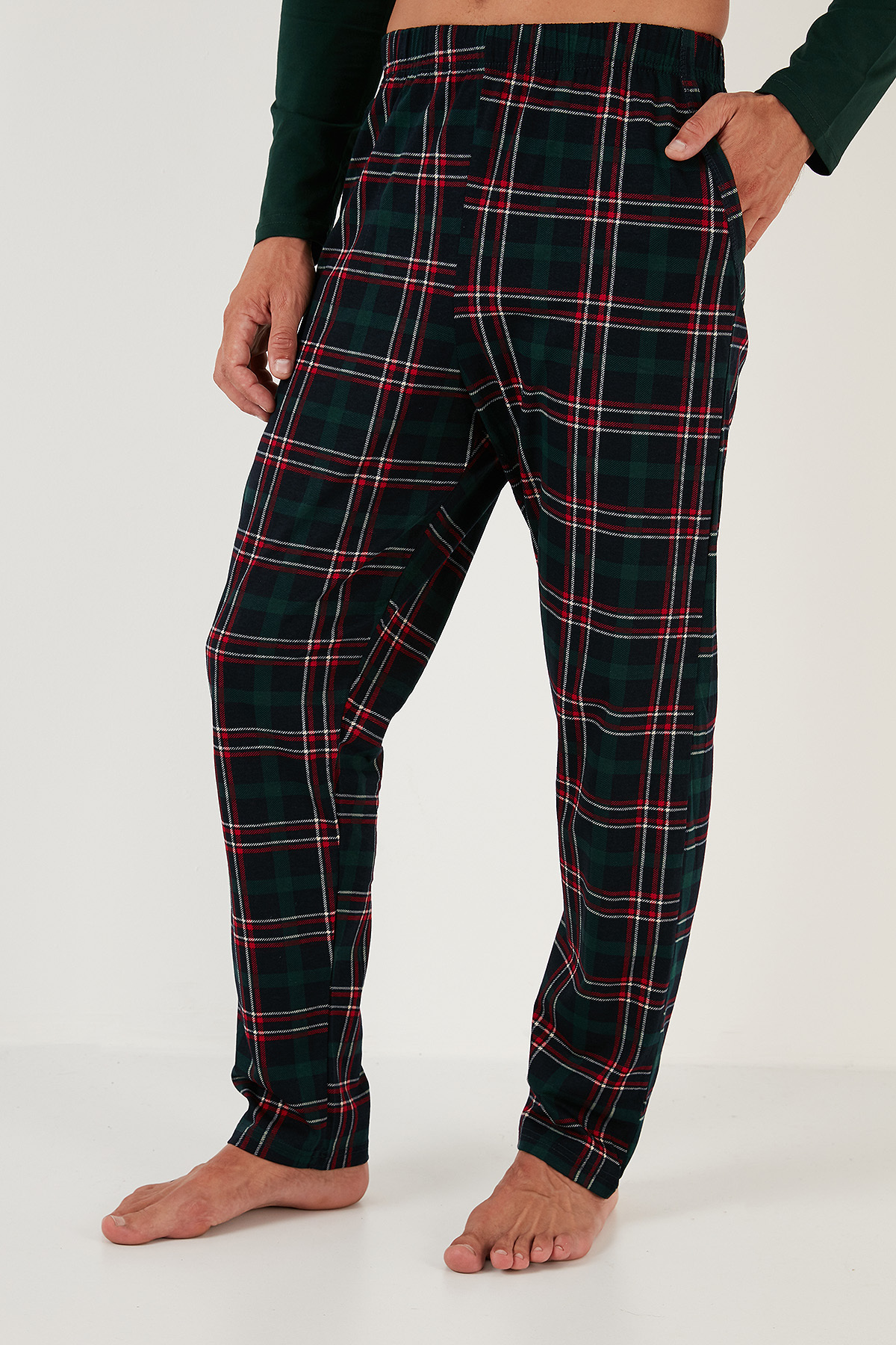 Buratti Ekoseli Cepli Beli Lastikli % 100 Pamuk Regular Fit Pijama Takımı Erkek PİJAMA TAKIMI 657200 görsel 4