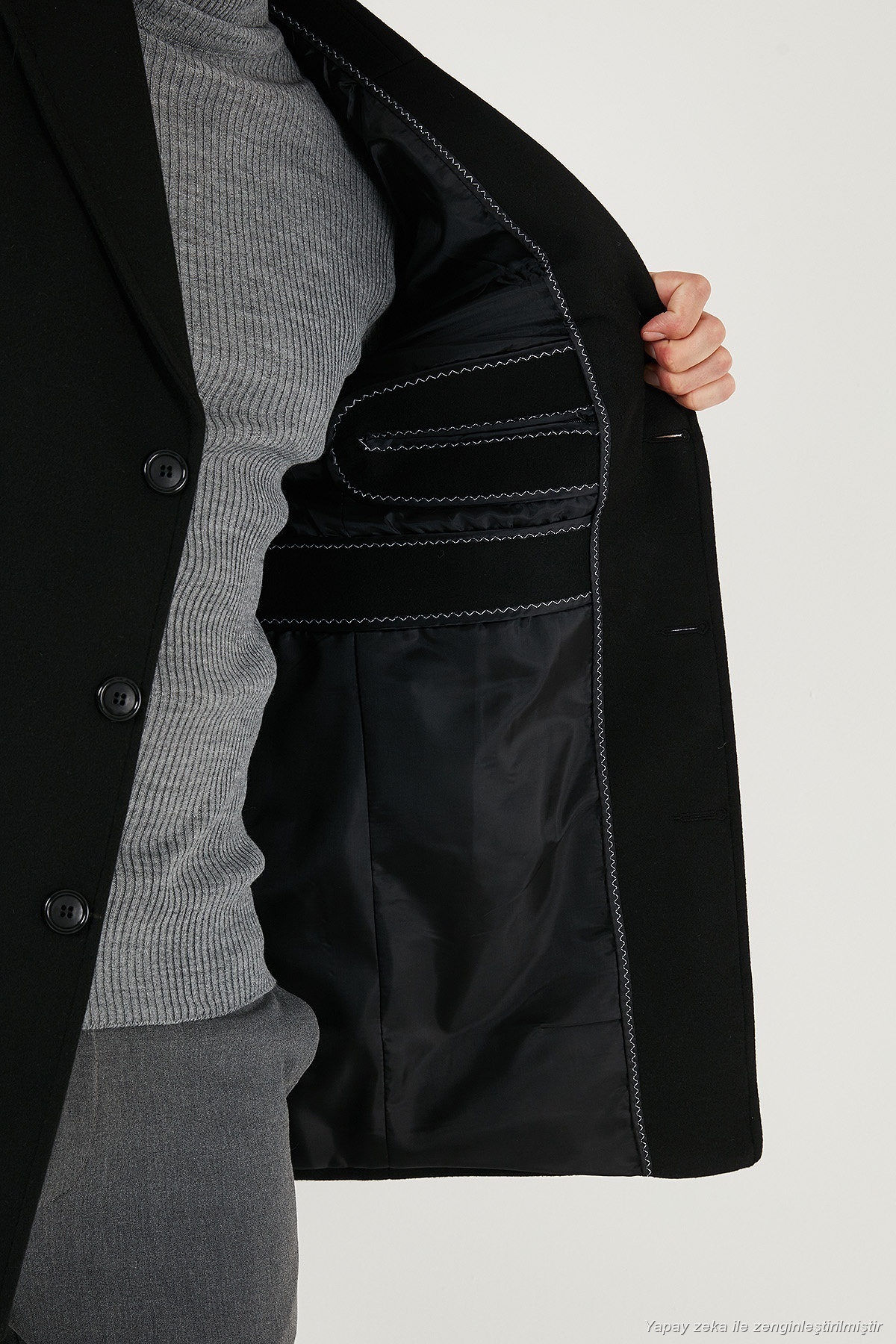 Buratti Slim Fit Apaş Yaka Astarlı Kaşe Kaban Erkek KABAN 584K1217 görsel 6