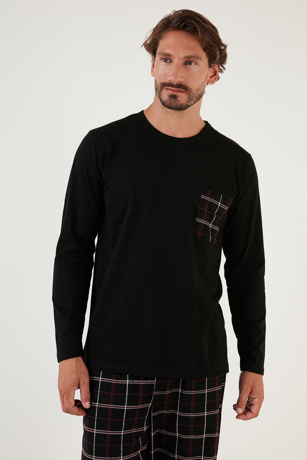 Buratti Ekoseli Cepli Beli Lastikli % 100 Pamuk Regular Fit Pijama Takımı Erkek PİJAMA TAKIMI 657200 görsel 3