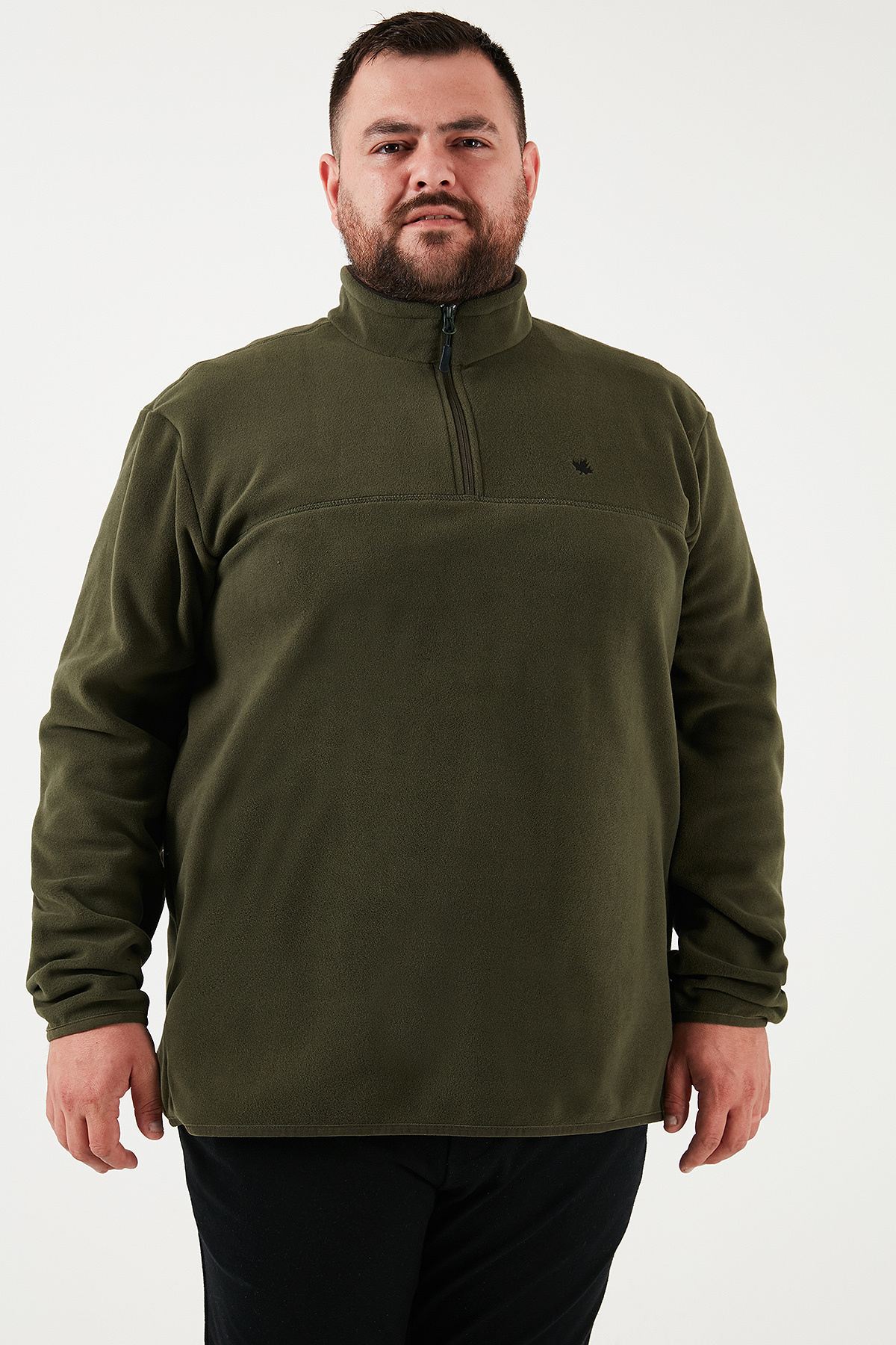 Buratti Regular Fit Anti-Pilling Büyük Beden Dik Yaka Kışlık Şardonlu Soğuk Geçirmez Polar Erkek POL görsel 4