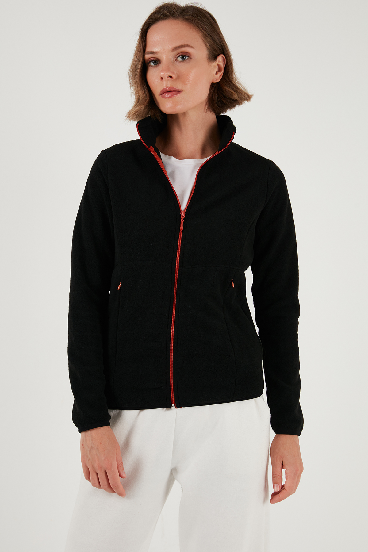 Lela Slim Fit Anti-Pilling Tüylenme Yapmayan Fermuarlı Polar Hırka Kadın HIRKA 5907012 görsel 5