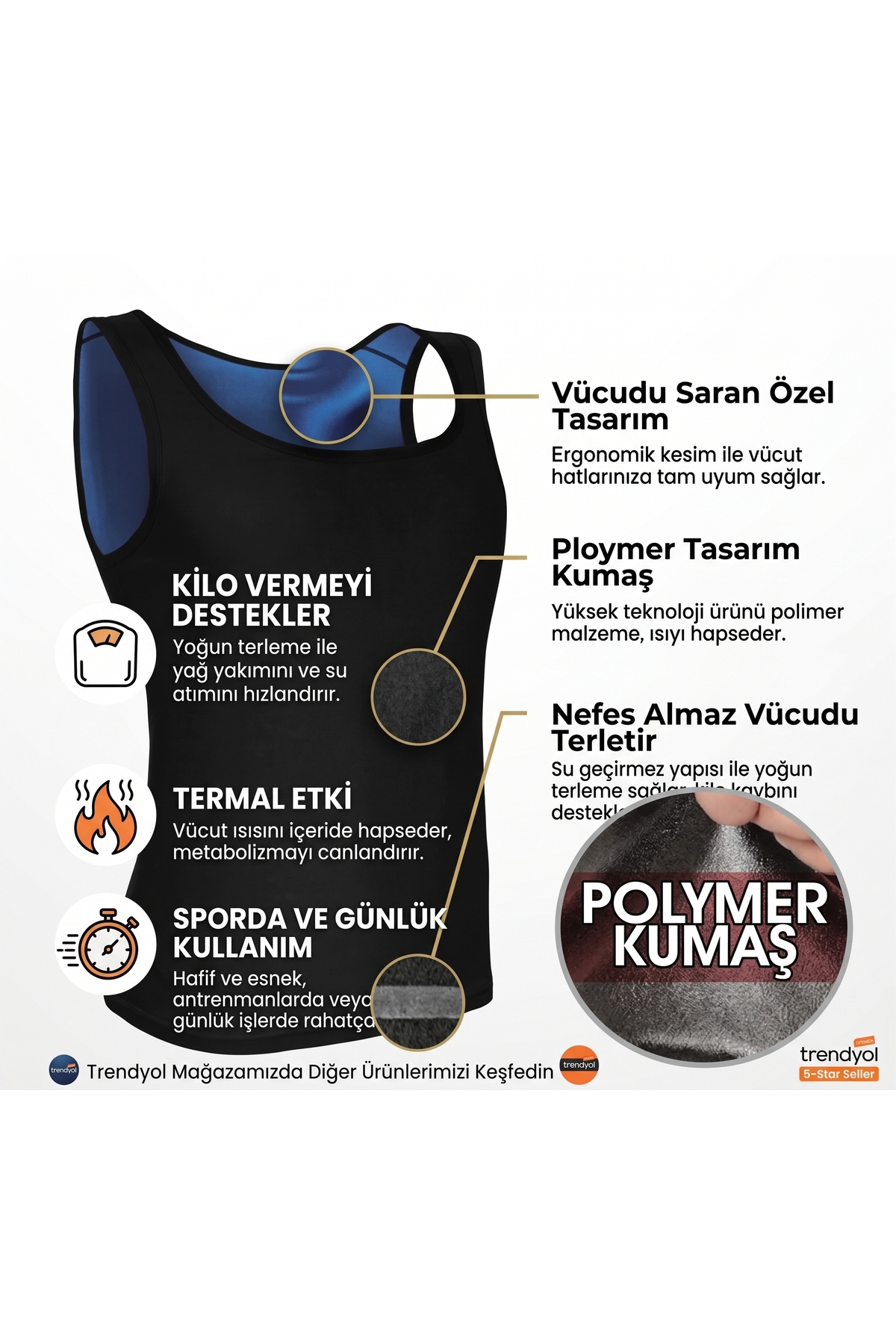 Fit Termal Unisex Termal Sauna Atlet Terletici Sıkılaştırıcı Neopren Sporcu Korsesi Siyah görsel 3