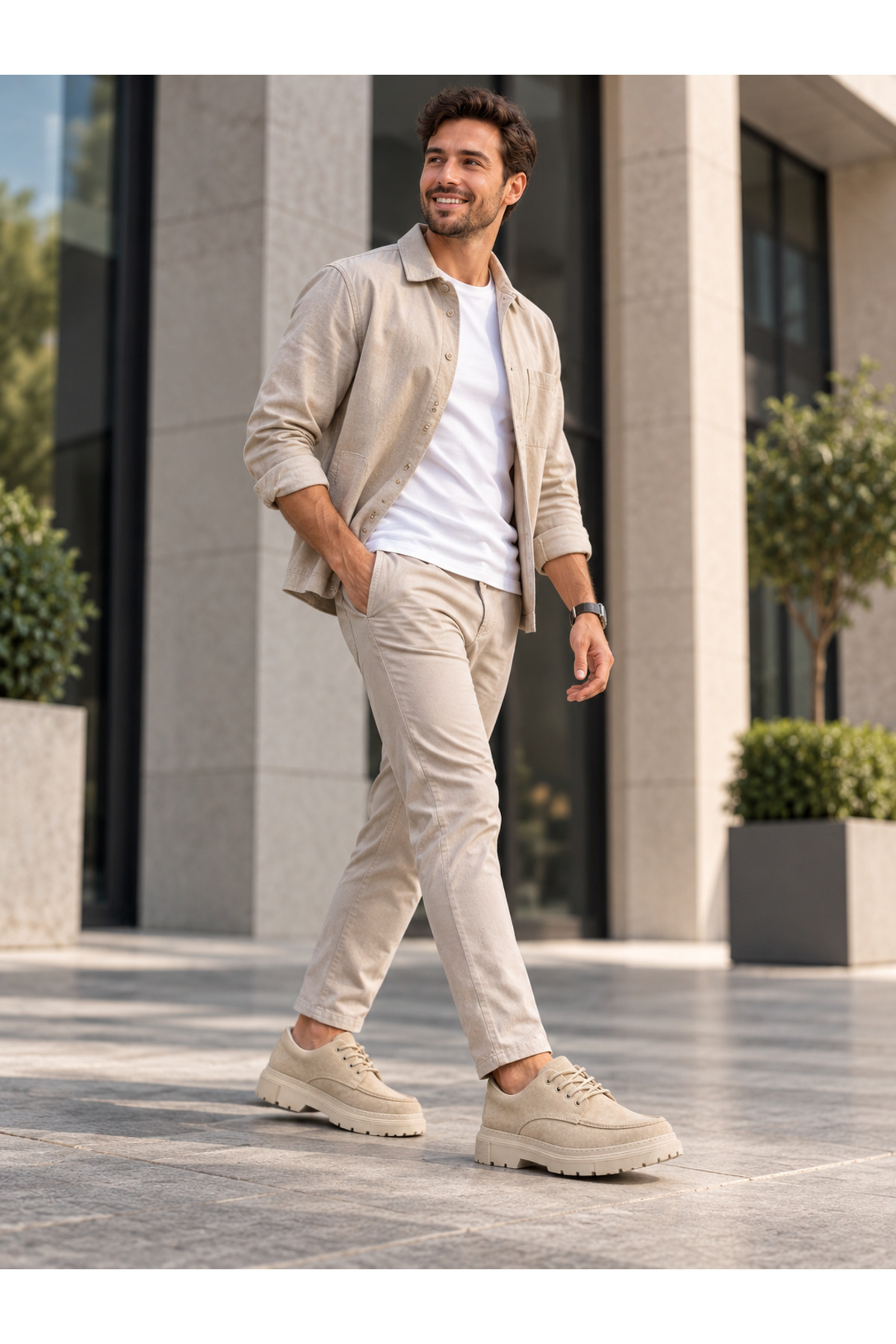BESKAR Bej Süet Erkek Ayakkabı - Premium Smart Casual Rahat Günlük Sneaker KB X6 görsel 5