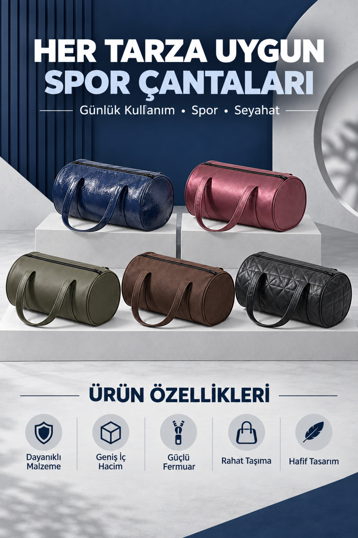 Soyoe Siyah Suni Deri Spor Çantası, Seyahat ve El Bagajı Çantası, Fermuarlı, Geniş Hacimli, Dayanıklı, Şık ve Kullanışlı el Çantası görsel 8