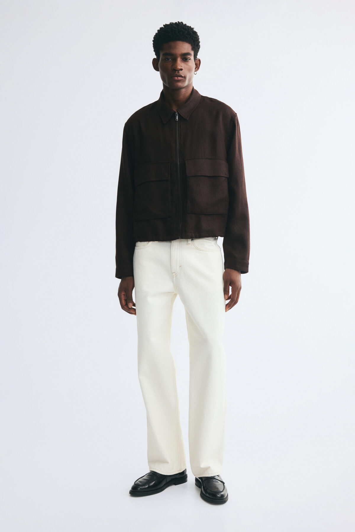 H&M Keten Karışımlı ve Fermuarlı Overshirt Gömlek