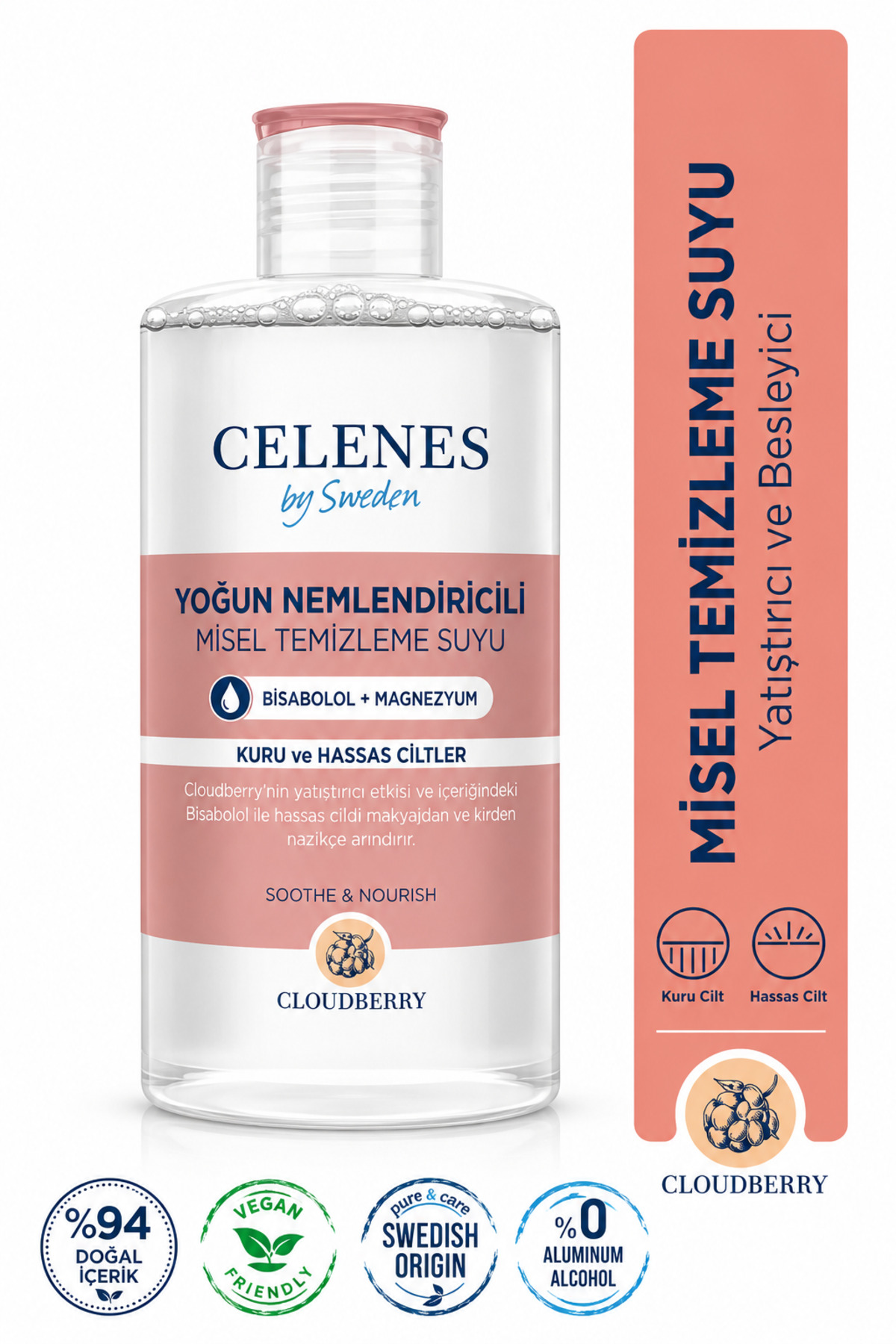 Celenes Yoğun Nemlendici ve Yatıştırıcı Cloudberry Misel Temizleme Suyu Kuru ve Hassas Ciltler 250 ml — 7350104248512
