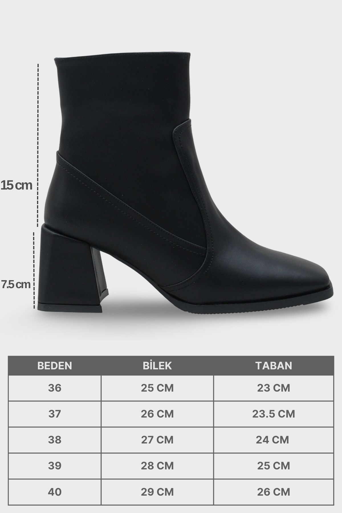 Capone Outfitters Küt Burunlu Yandan Fermuarlı Siyah Kadın Bot görsel 6