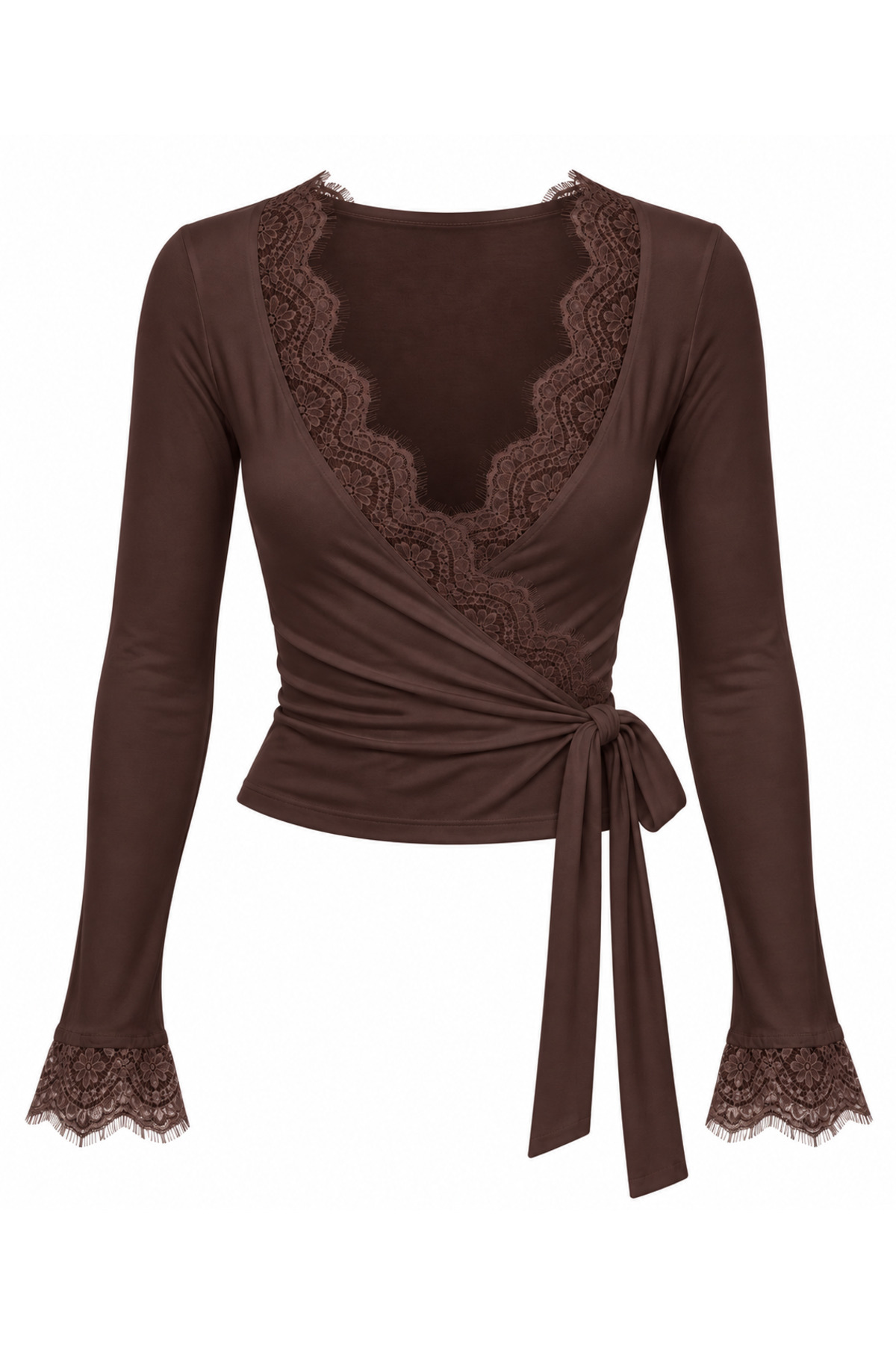 paduwear Kruvaze Bağlamalı Dantelli Bluz görsel 3