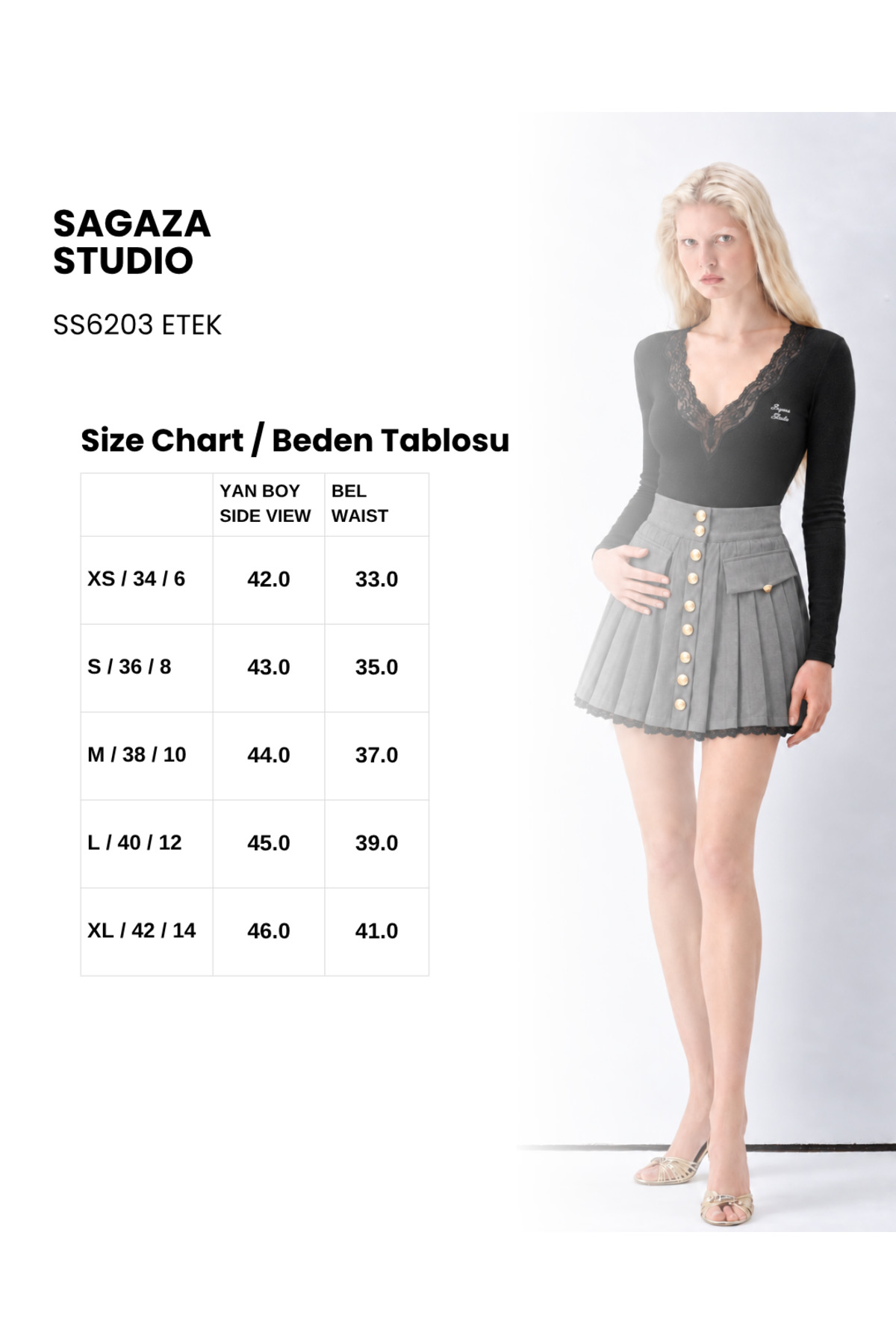 Sagaza Studio SS6203 PİLELİ ETEK