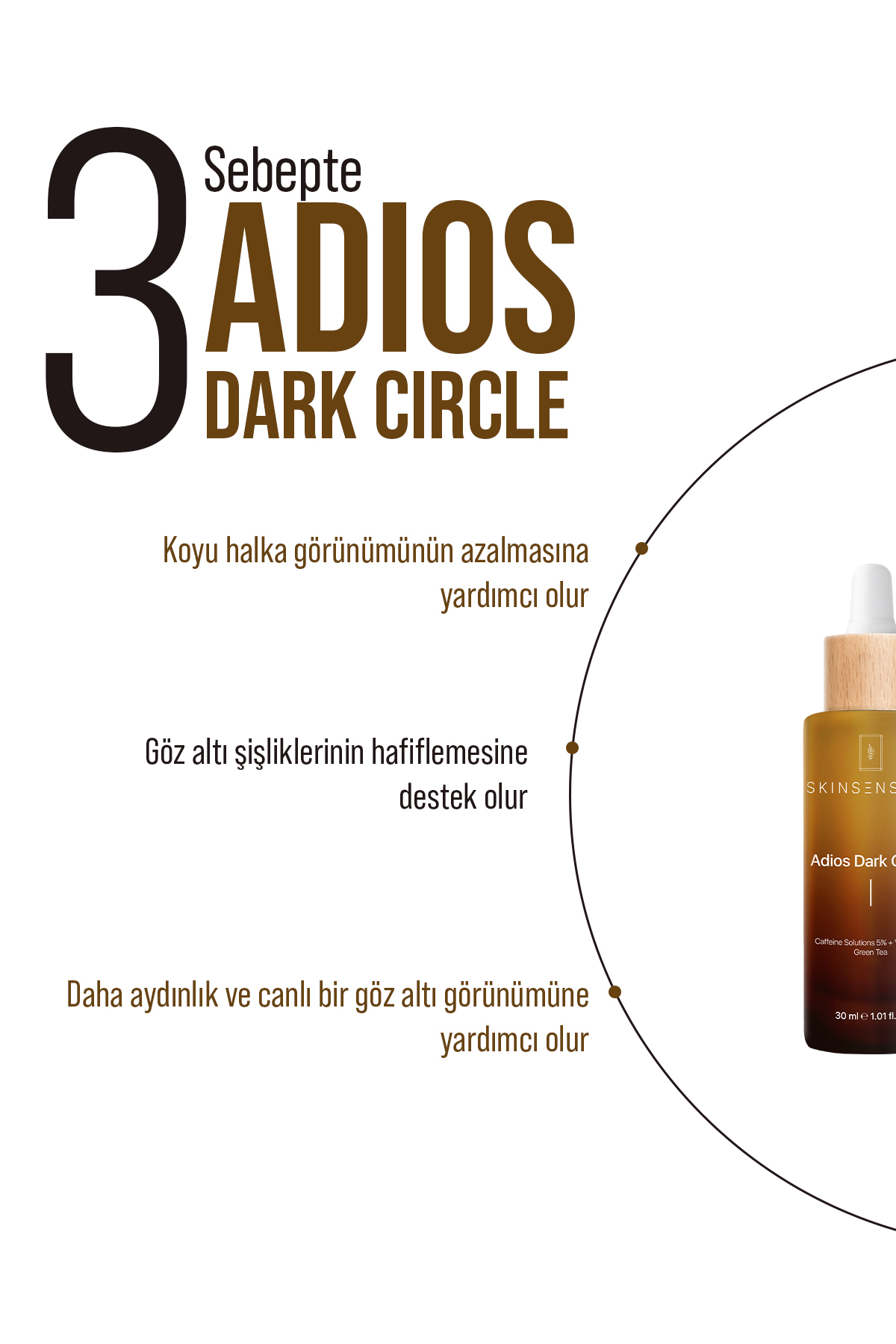 Adios Dark Circle Göz Altı Serumu (caffeine Solutions 5% + Vitamin C) Aydınlık Göz Altı Görünümü — kafein — تصویر 5 از 7