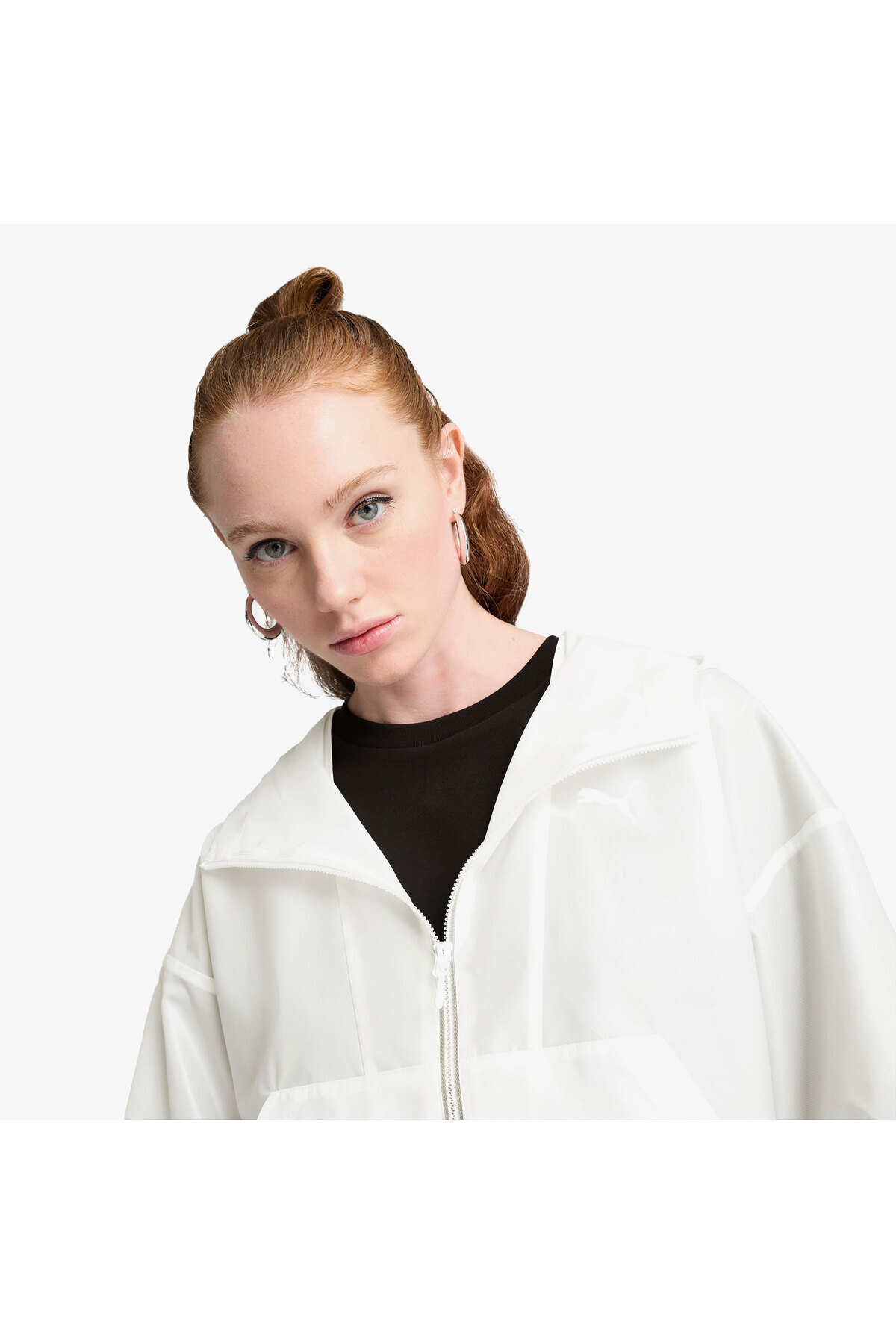 Puma Wardrobe Essentials Oversized Kadın Beyaz Rüzgarlık görsel 7