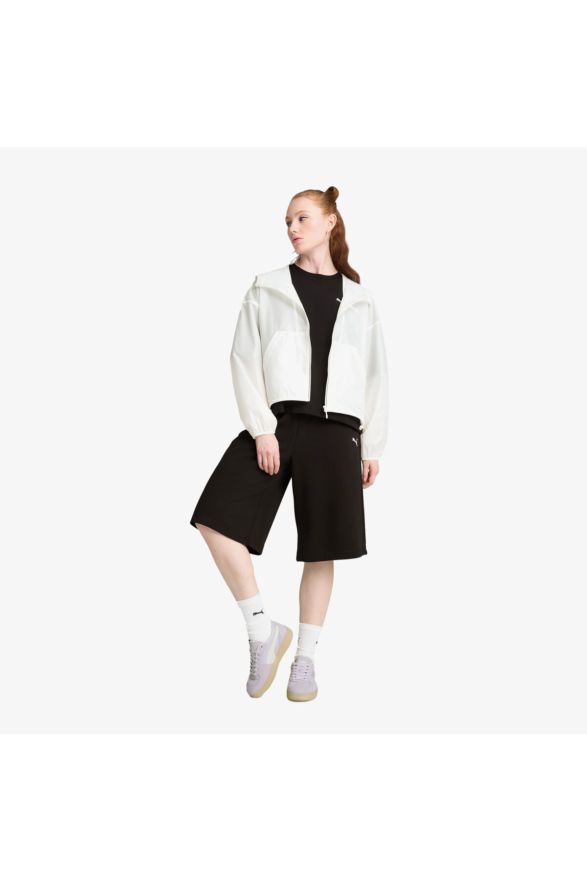 Puma Wardrobe Essentials Oversized Kadın Beyaz Rüzgarlık görsel 2